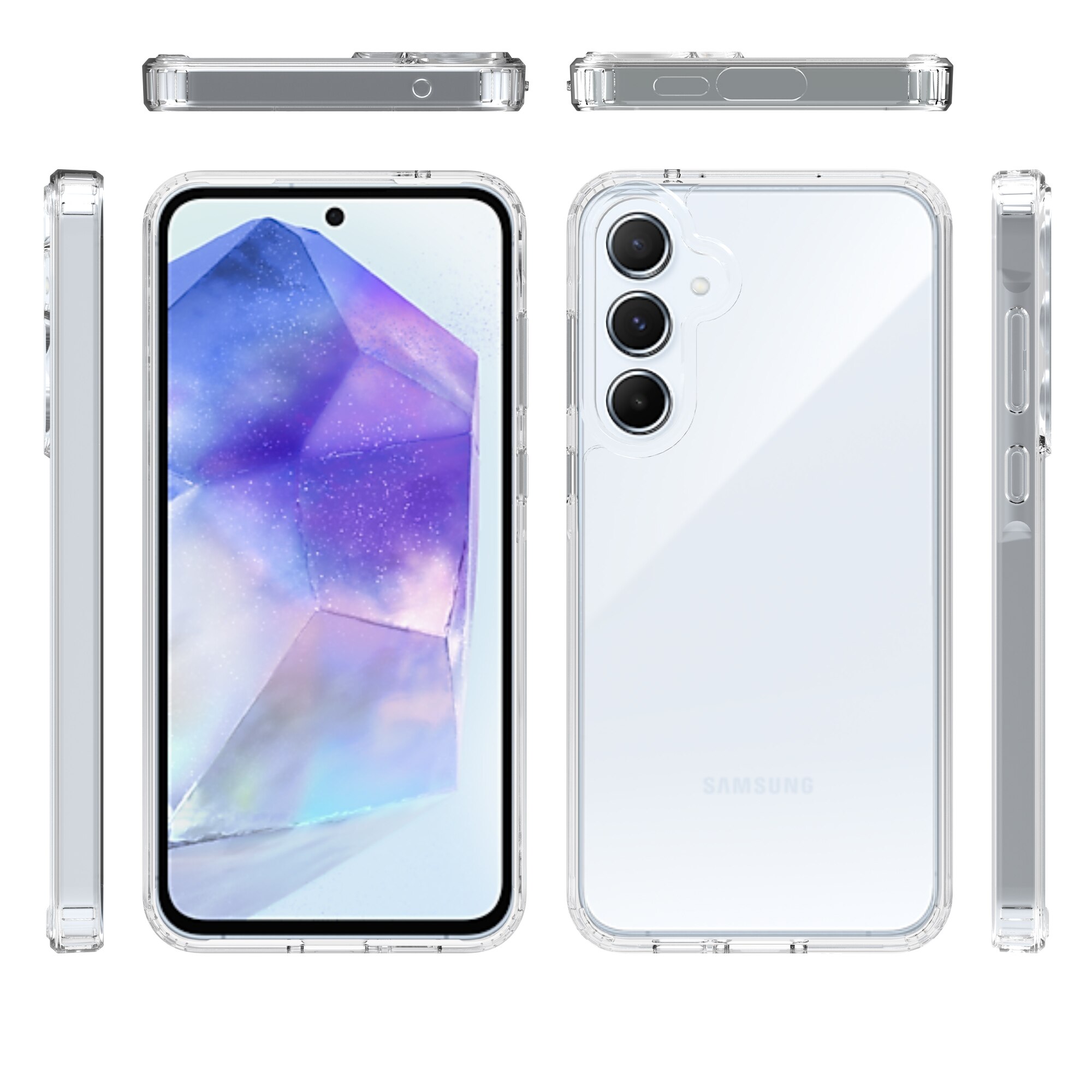 Coque hybride pour Samsung Galaxy A55, Transparent
