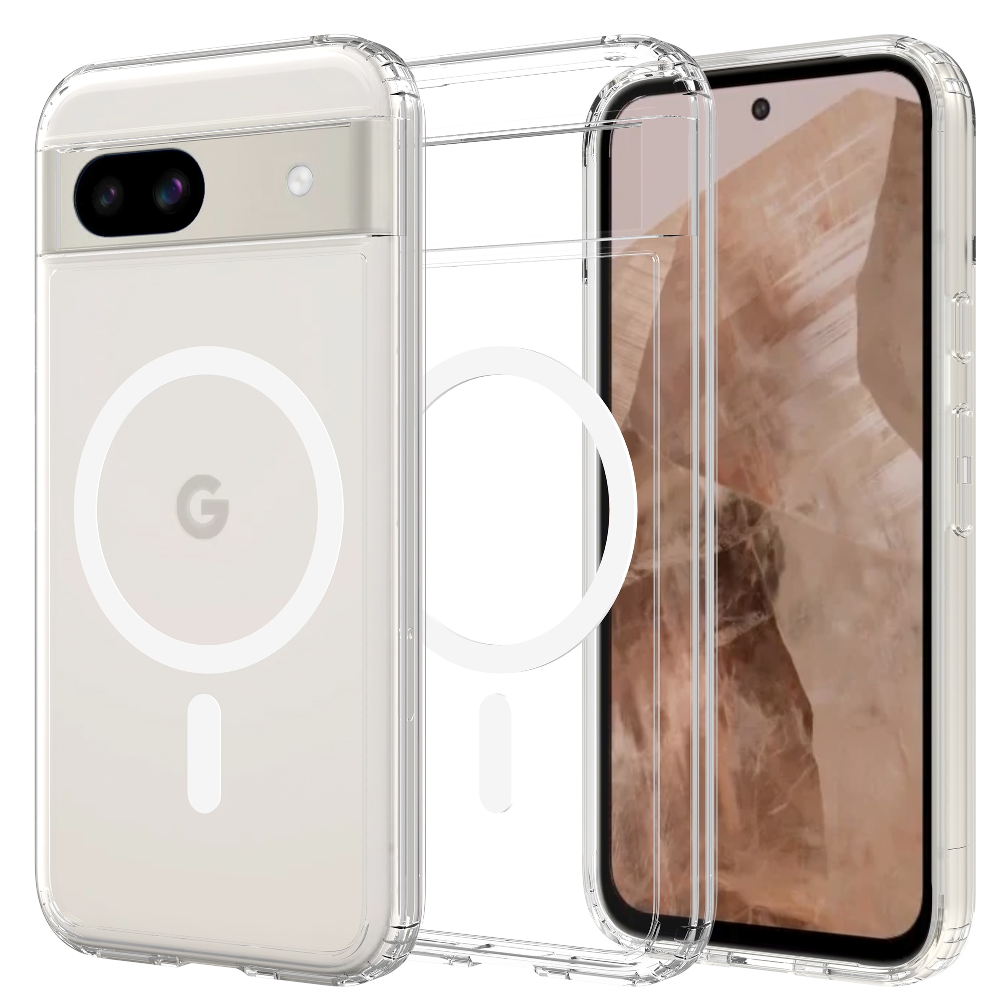 Coque hybride MagSafe Google Pixel 8a, transparent