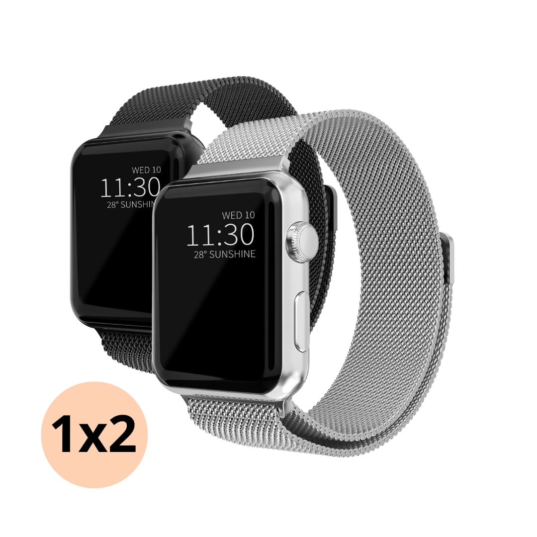 Kit pour Apple Watch 45mm Series 8 Bracelet milanais, noir & argent