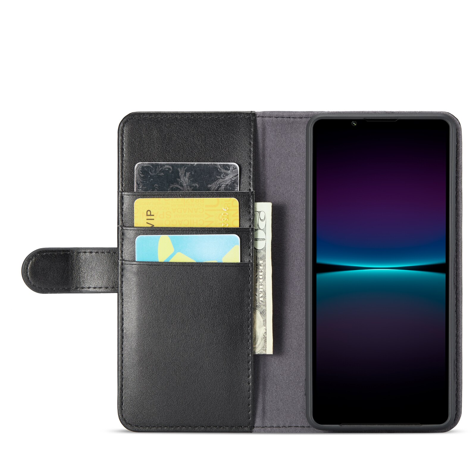 Étui en cuir veritable Sony Xperia 1 VI, Noir