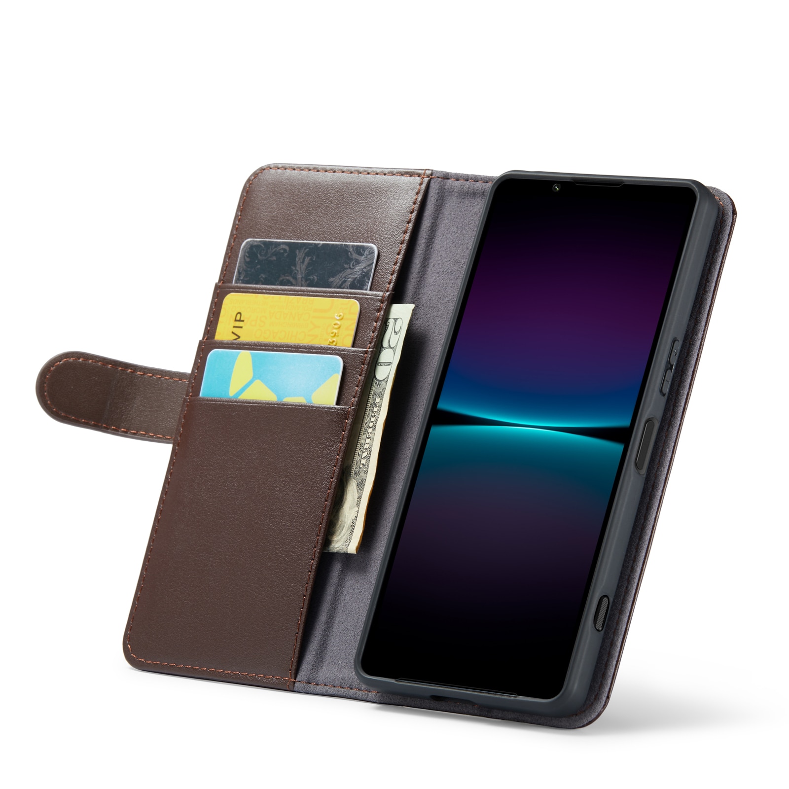 Étui en cuir veritable Sony Xperia 1 VI, Marron