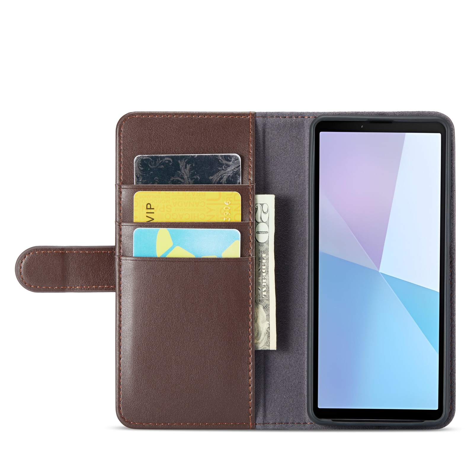 Étui en cuir veritable Sony Xperia 10 VI, Marron