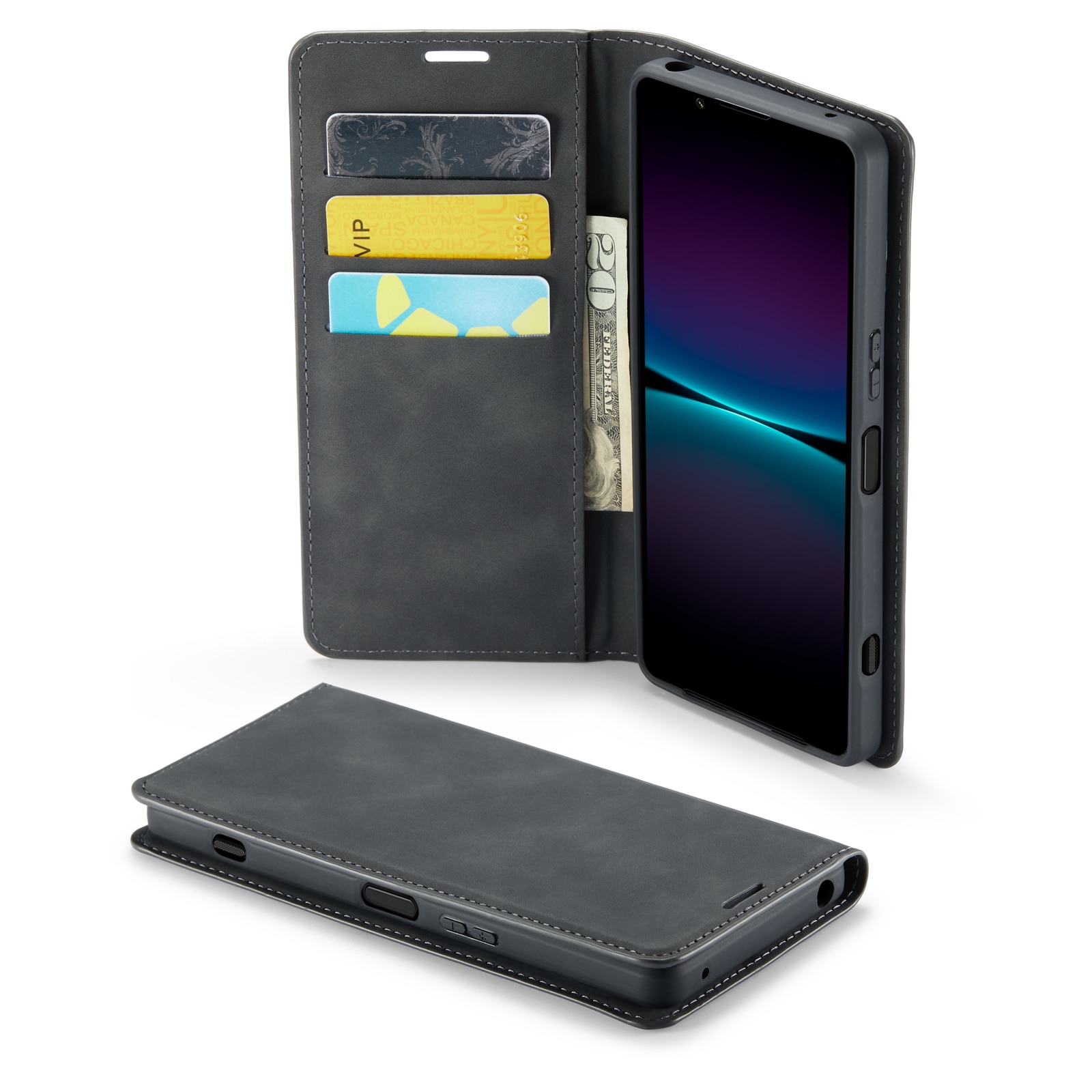 Coque portefeuille mince Sony Xperia 10 VII, Noir