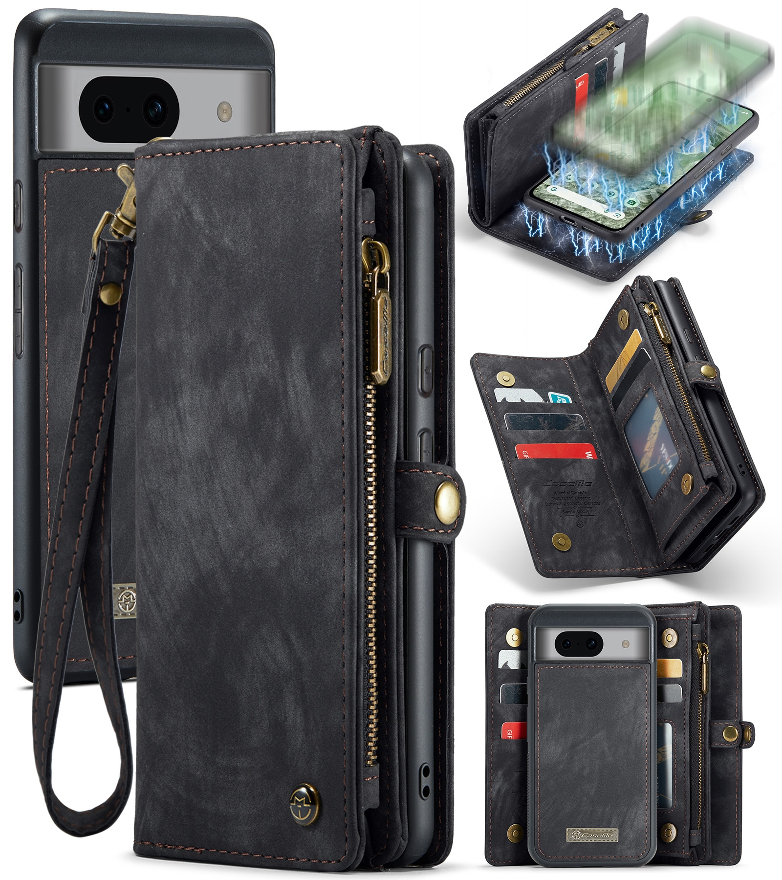 Étui portefeuille multi-cartes Google Pixel 8a, Gris