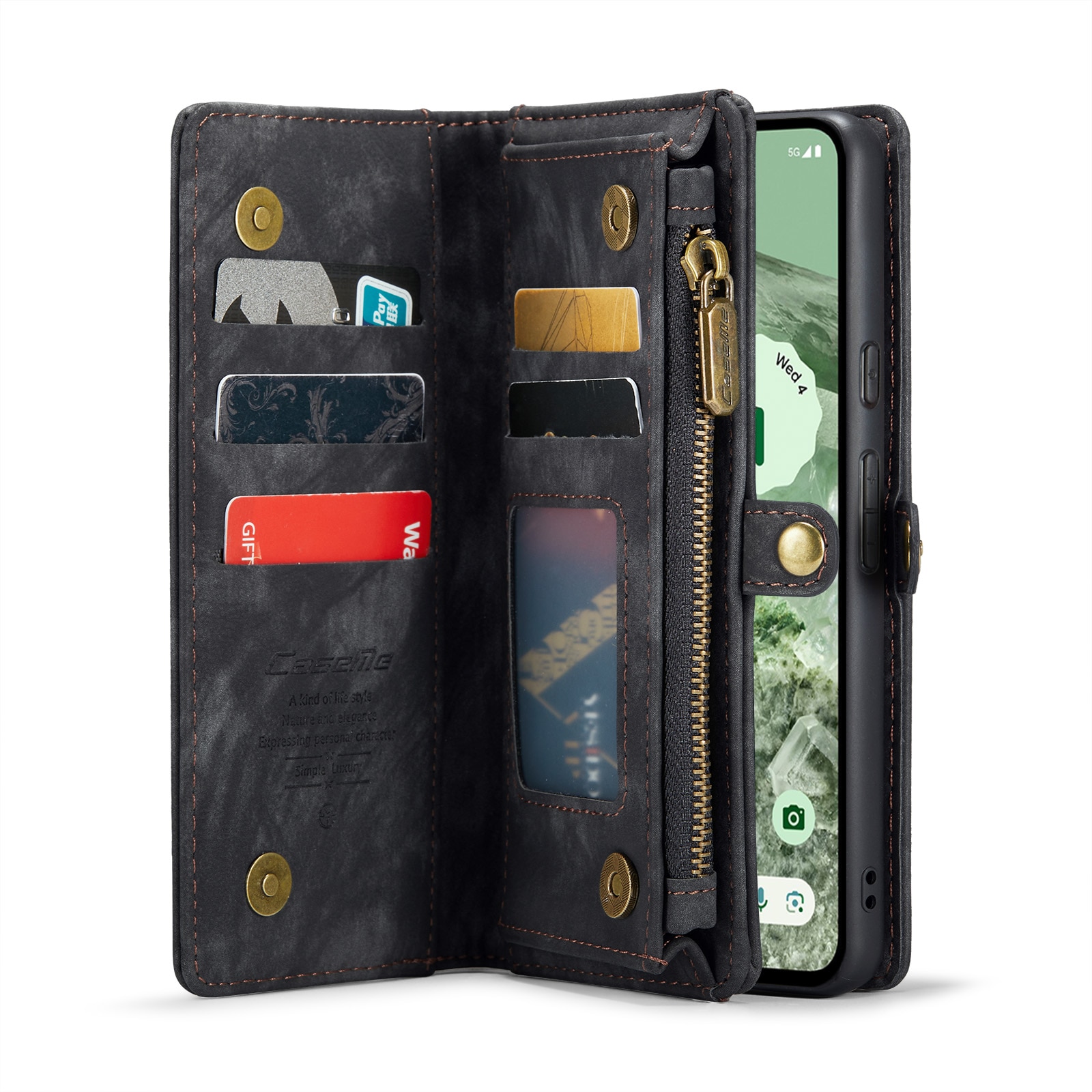 Étui portefeuille multi-cartes Google Pixel 8a, Gris