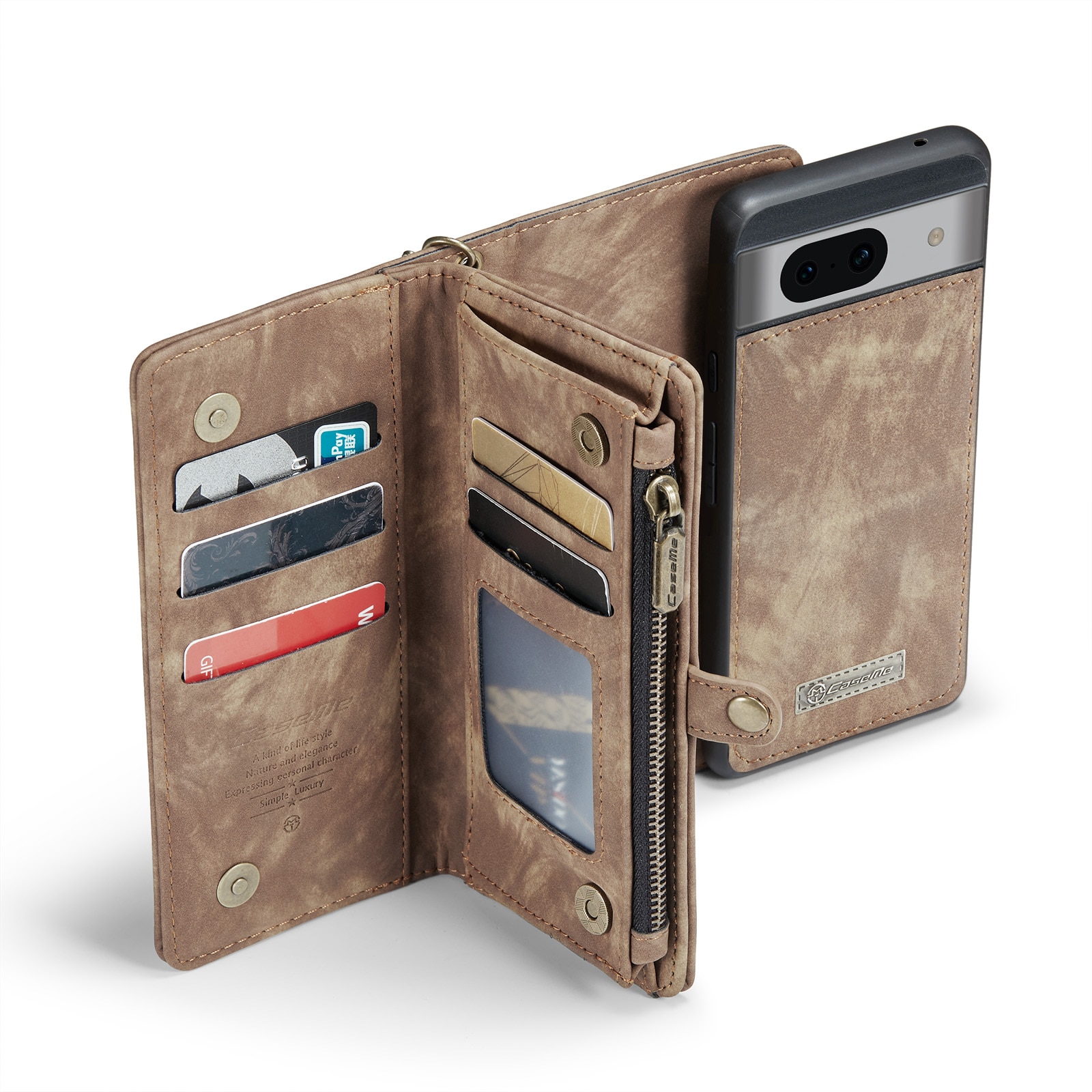 Étui portefeuille multi-cartes Google Pixel 8a, Marron