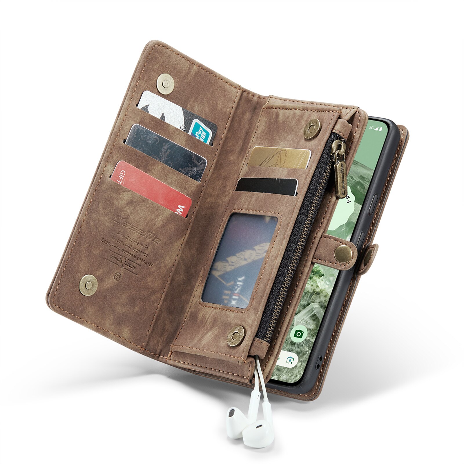 Étui portefeuille multi-cartes Google Pixel 8a, Marron