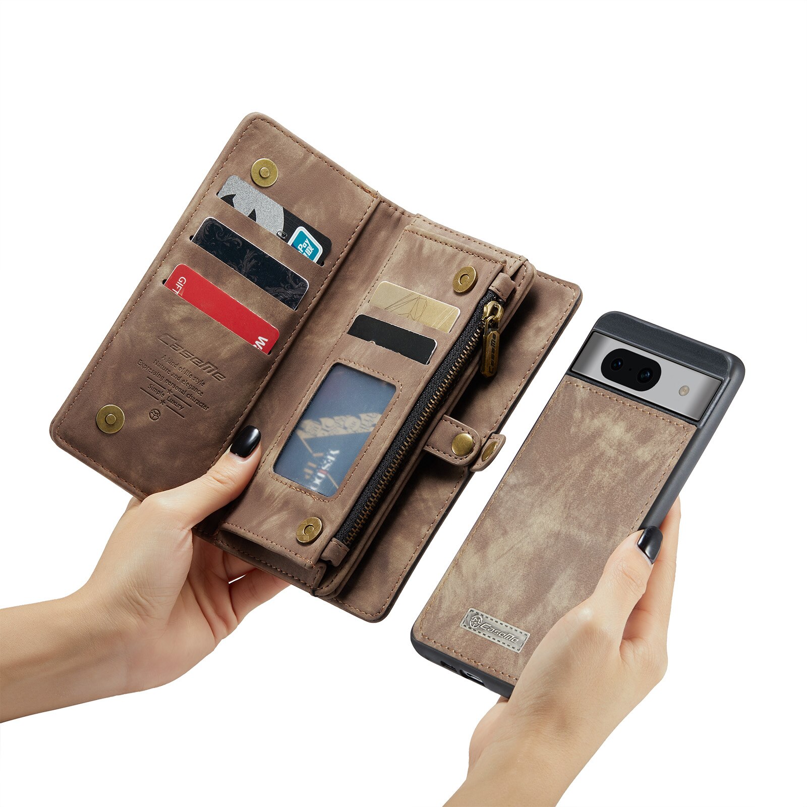 Étui portefeuille multi-cartes Google Pixel 8a, Marron