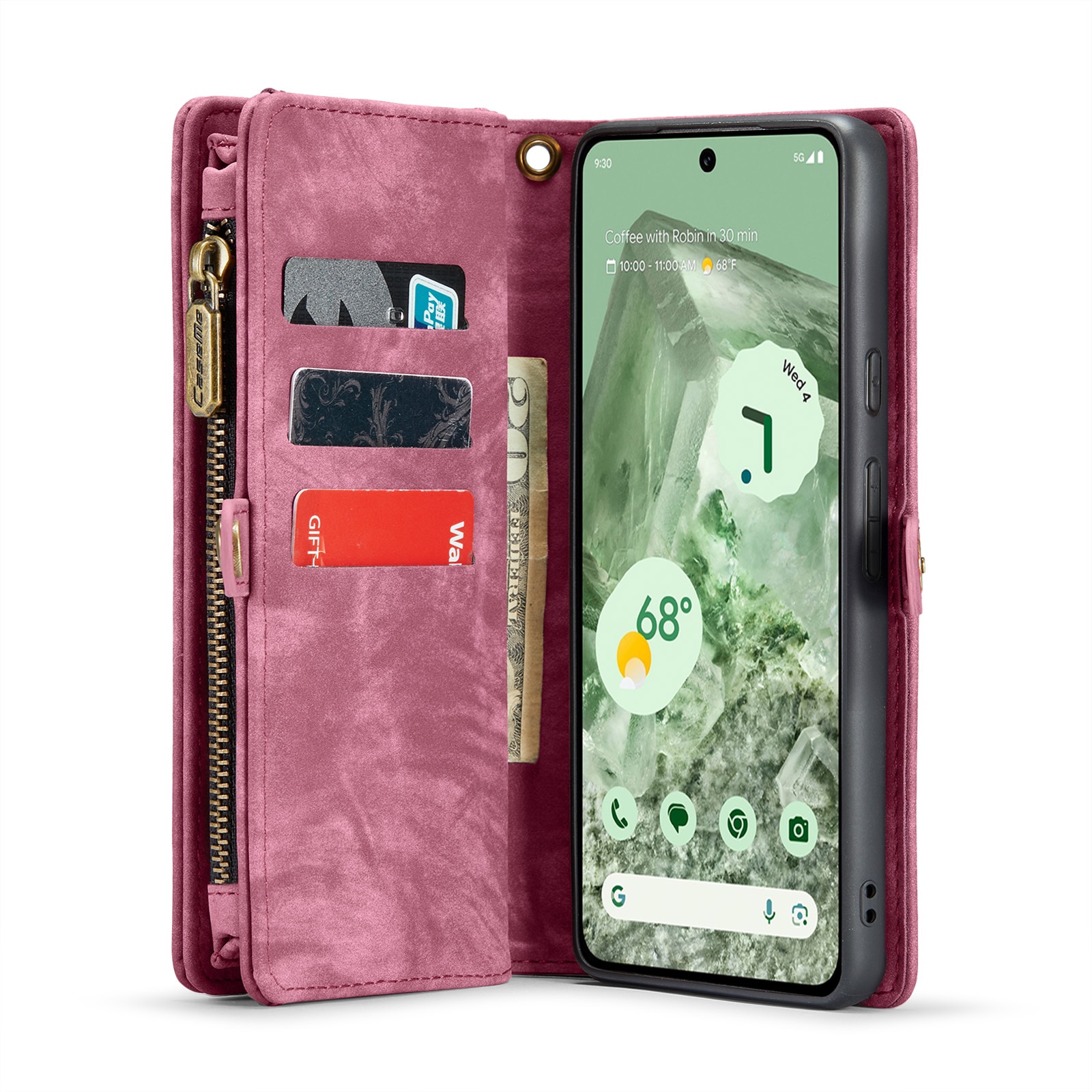 Étui portefeuille multi-cartes Google Pixel 8a, Rouge