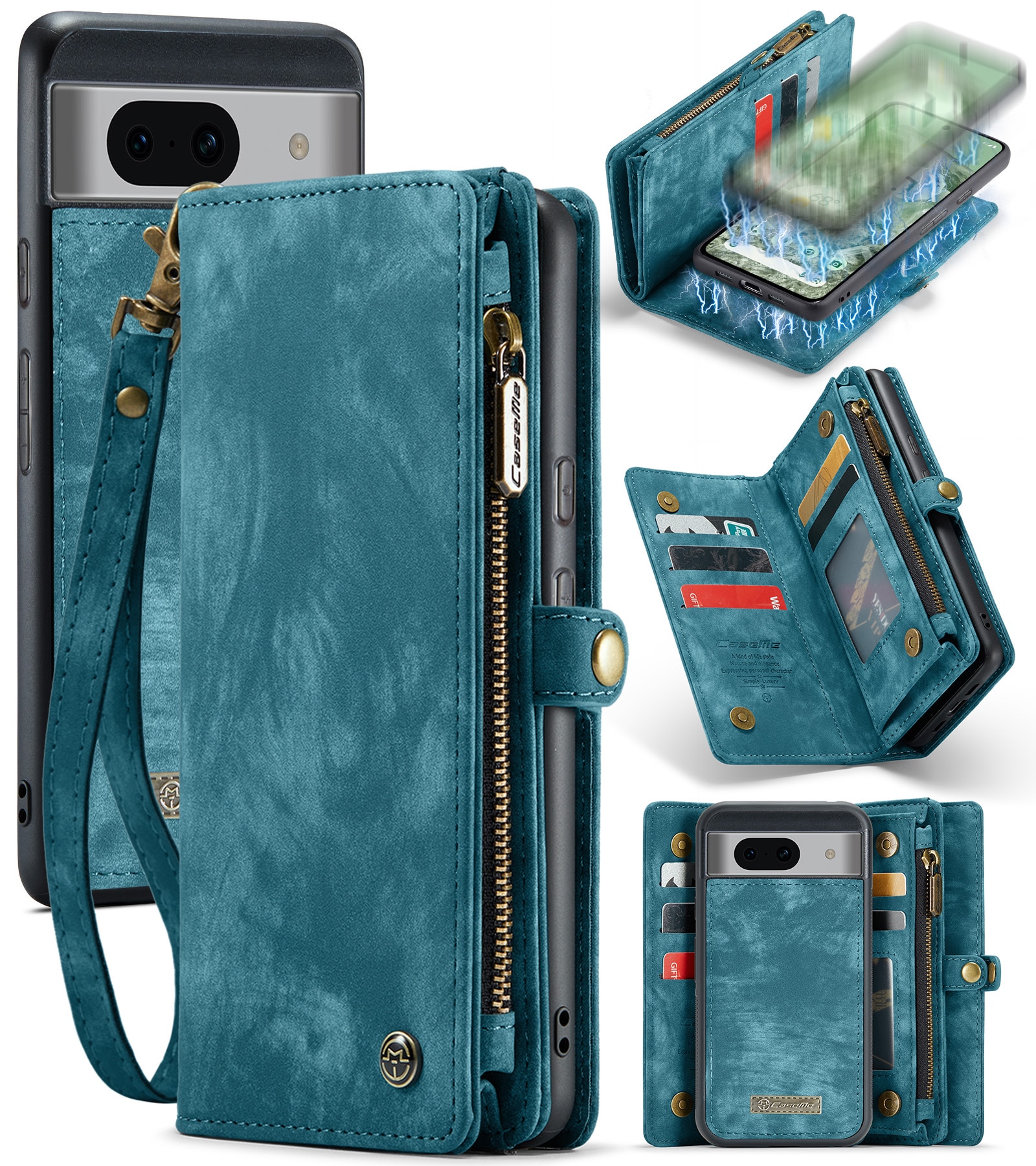 Étui portefeuille multi-cartes Google Pixel 8a, Bleu