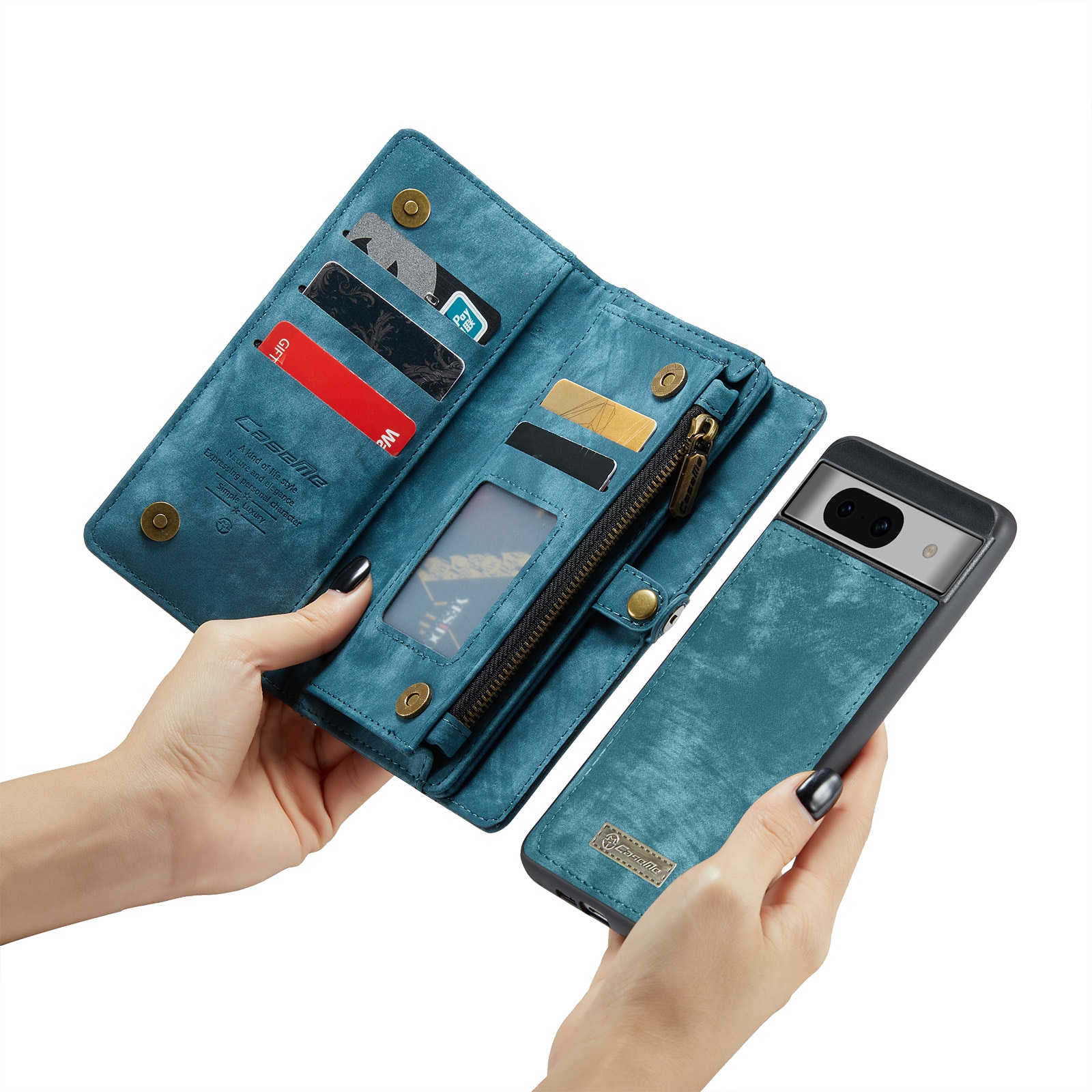 Étui portefeuille multi-cartes Google Pixel 8a, bleu
