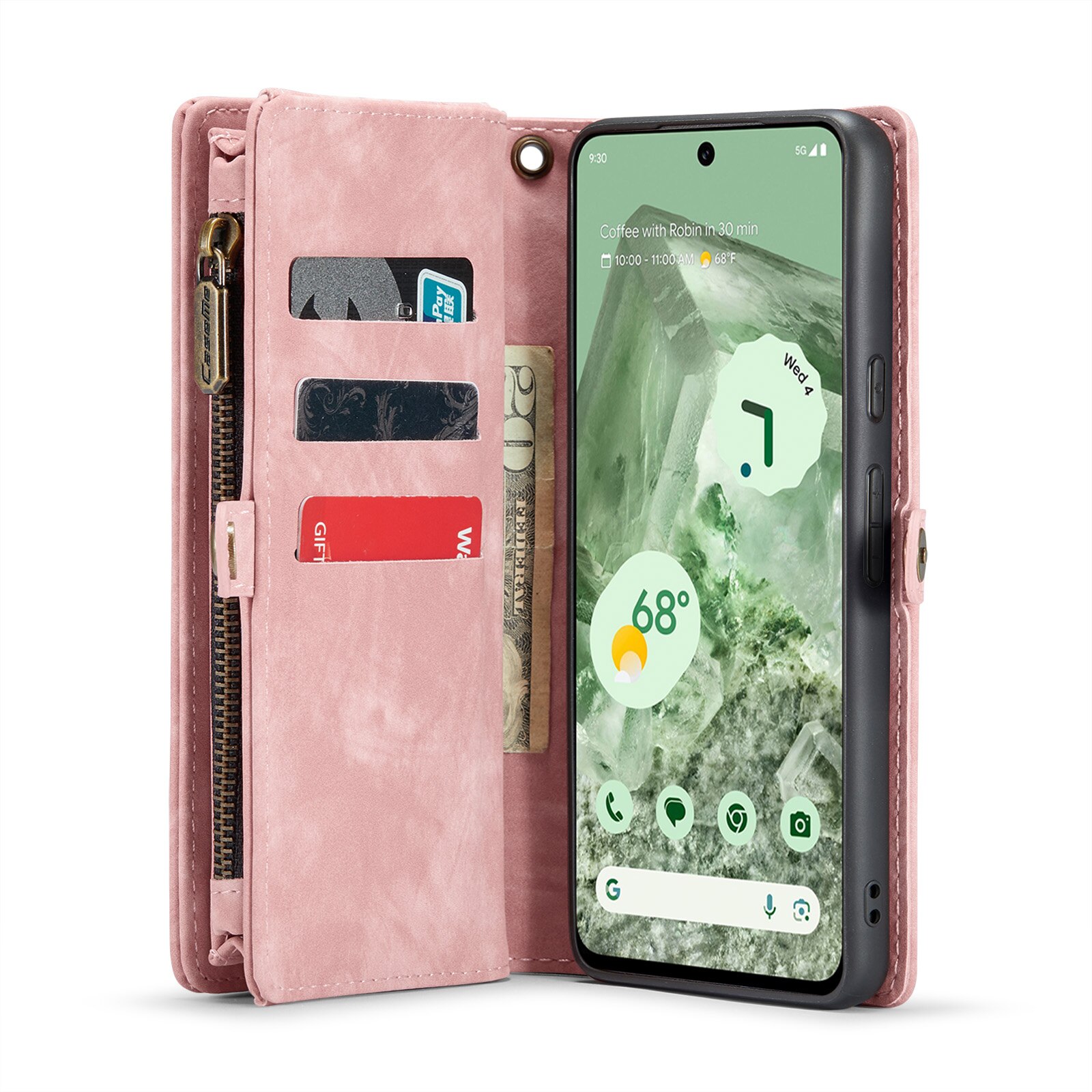 Étui portefeuille multi-cartes Google Pixel 8a, rose