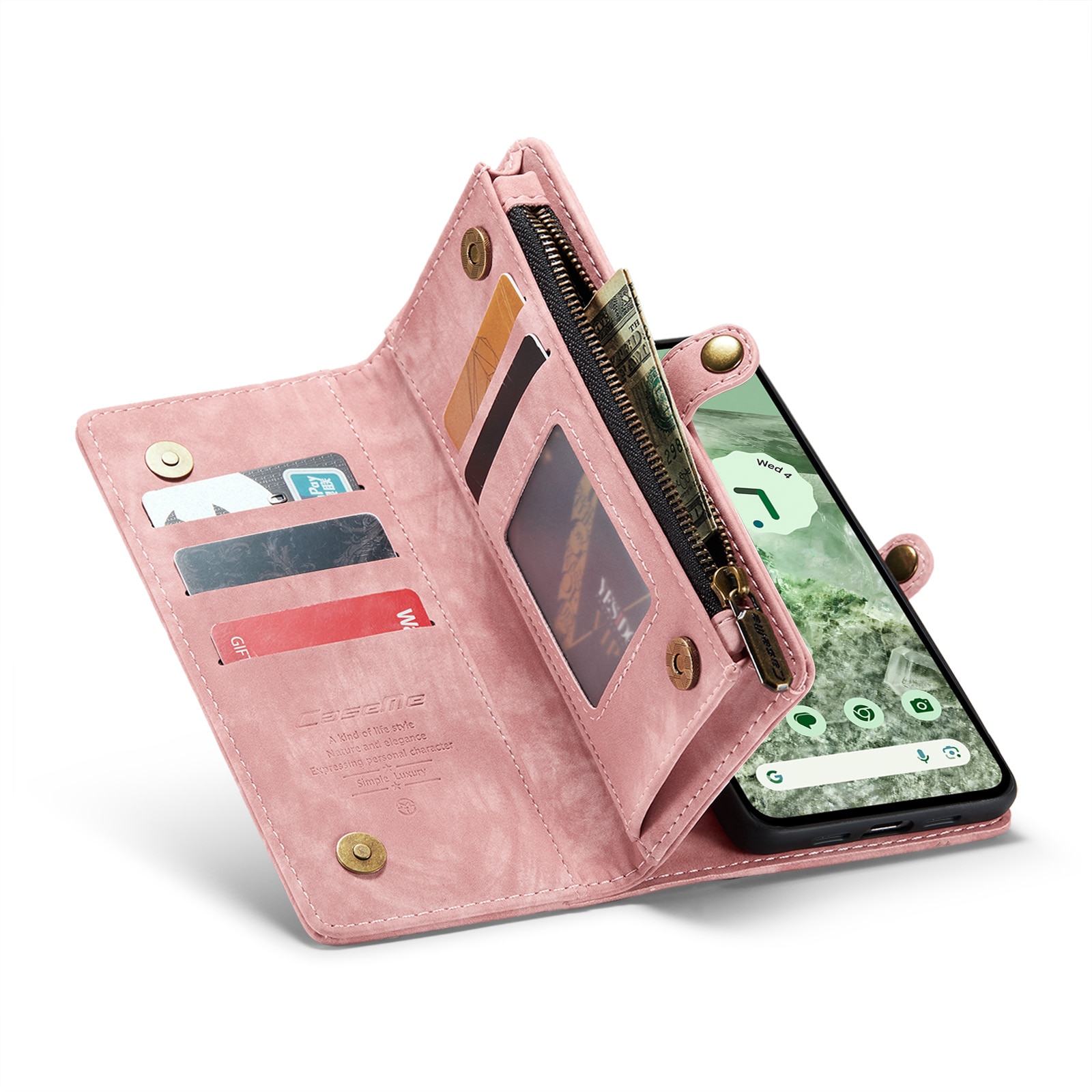 Étui portefeuille multi-cartes Google Pixel 8a, Rose