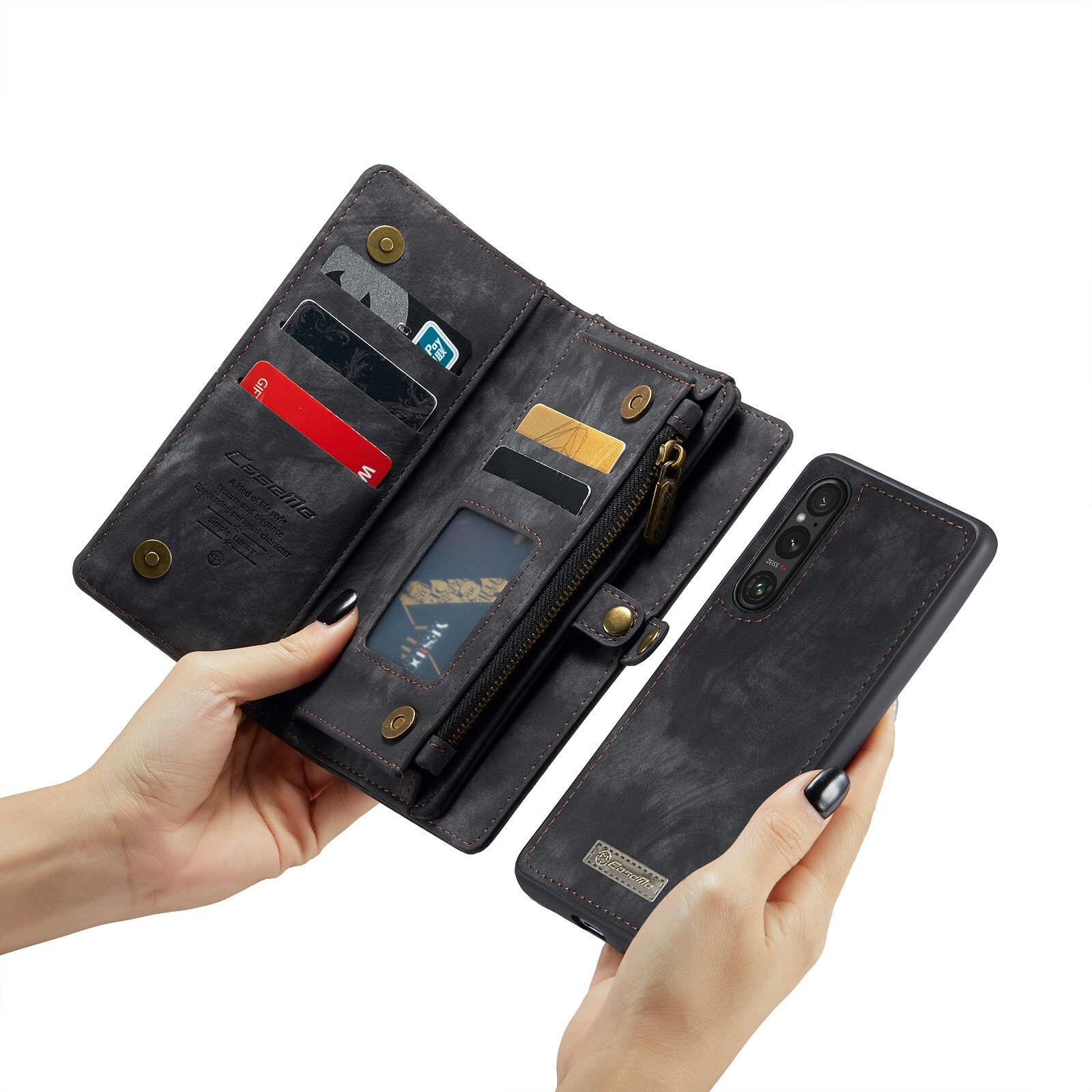 Étui portefeuille multi-cartes Sony Xperia 10 VI, Gris