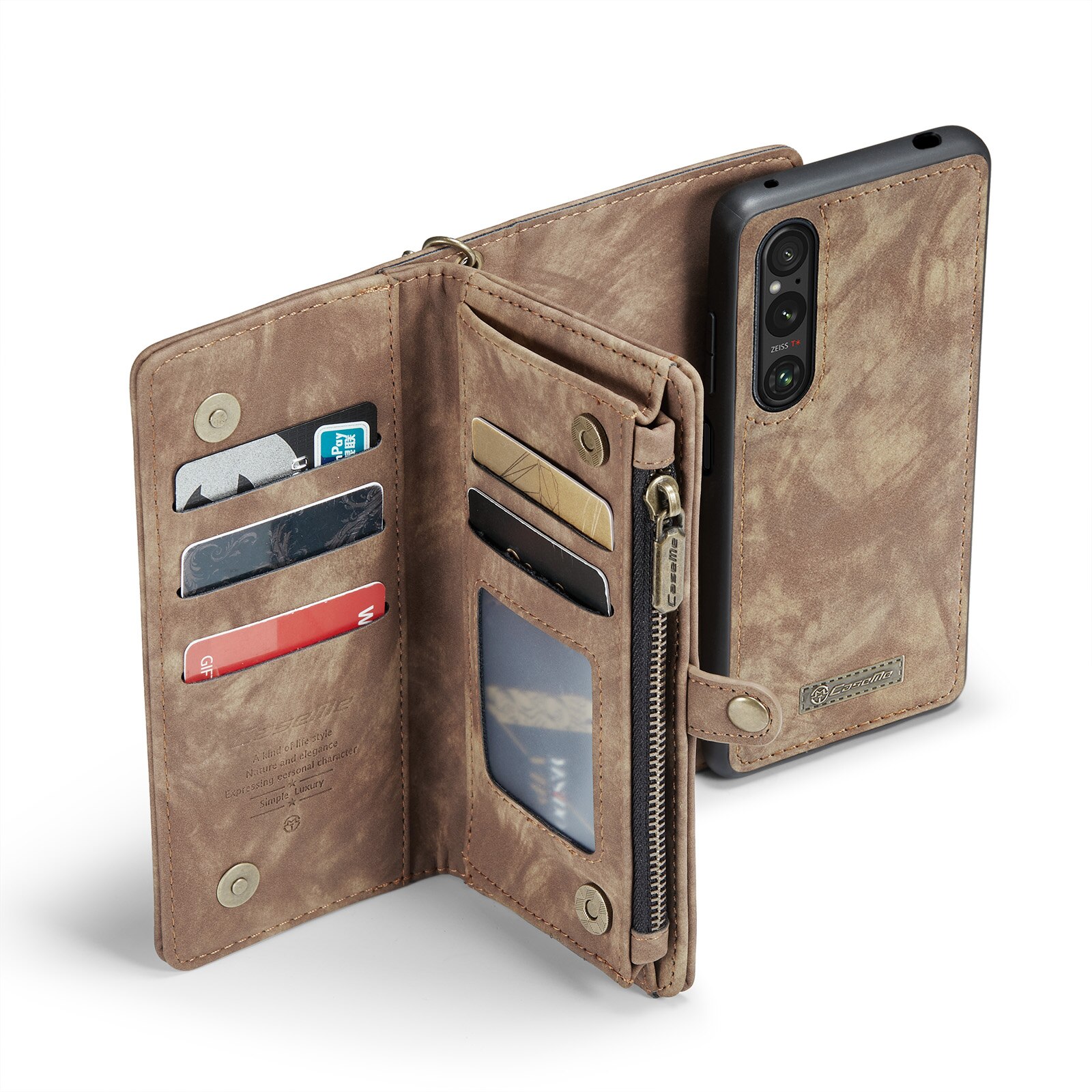 Étui portefeuille multi-cartes Sony Xperia 10 VI, Marron