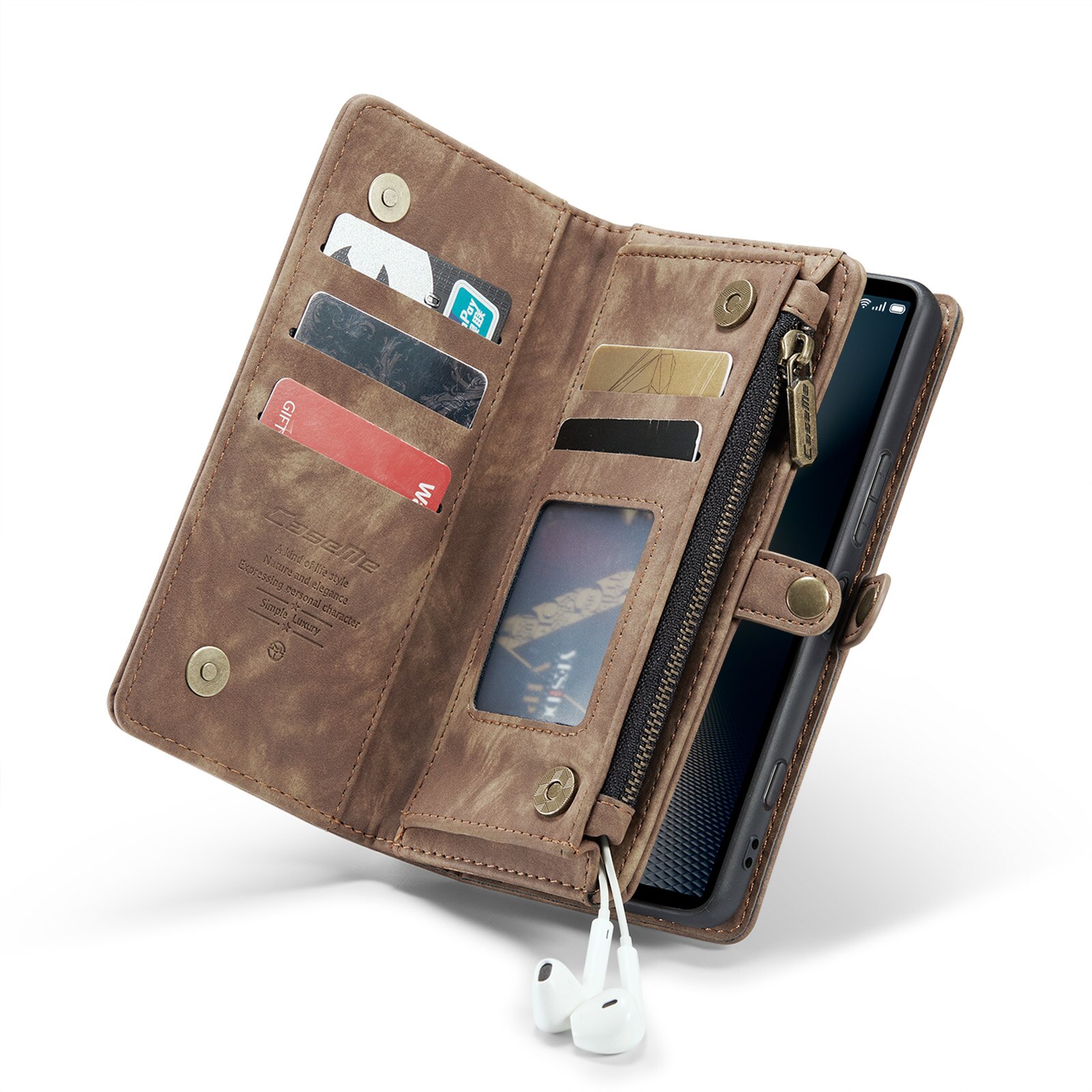 Étui portefeuille multi-cartes Sony Xperia 10 VI, Marron