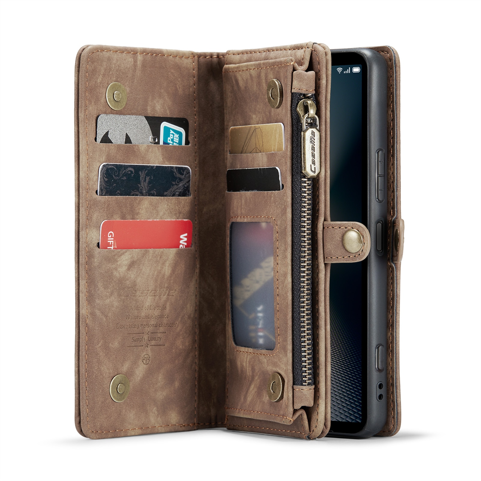 Étui portefeuille multi-cartes Sony Xperia 10 VI, Marron