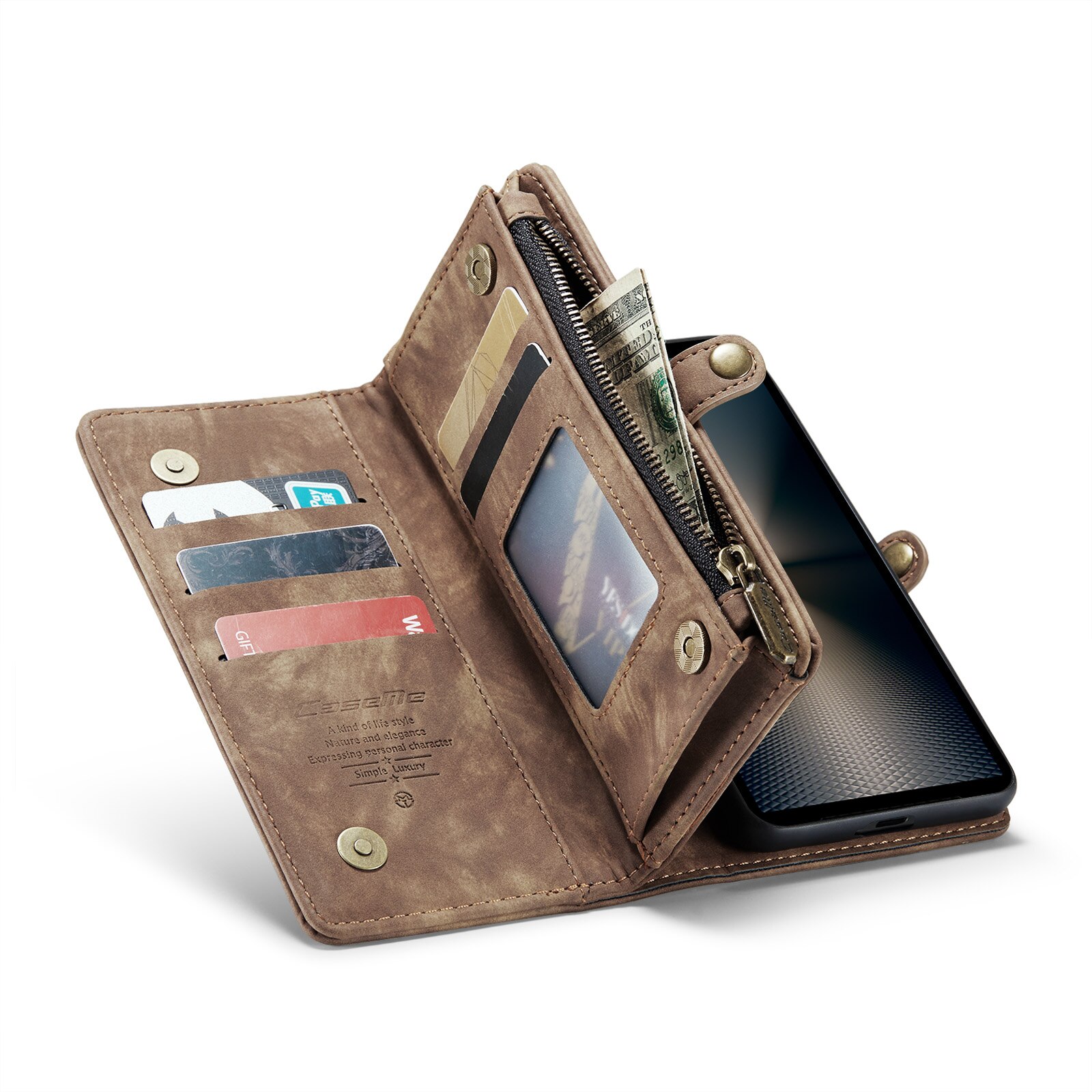 Étui portefeuille multi-cartes Sony Xperia 10 VI, Marron