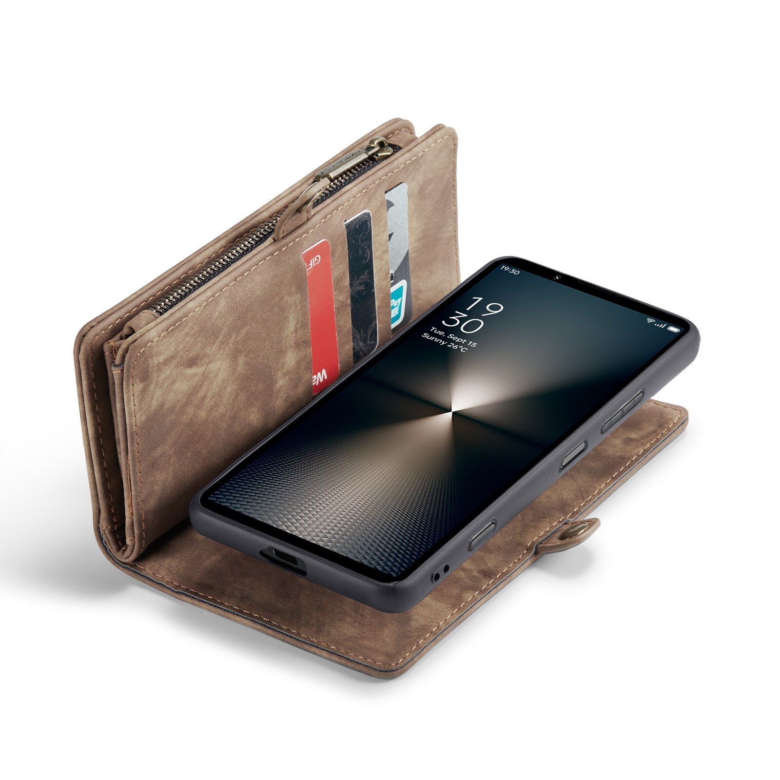 Étui portefeuille multi-cartes Sony Xperia 10 VI, Marron