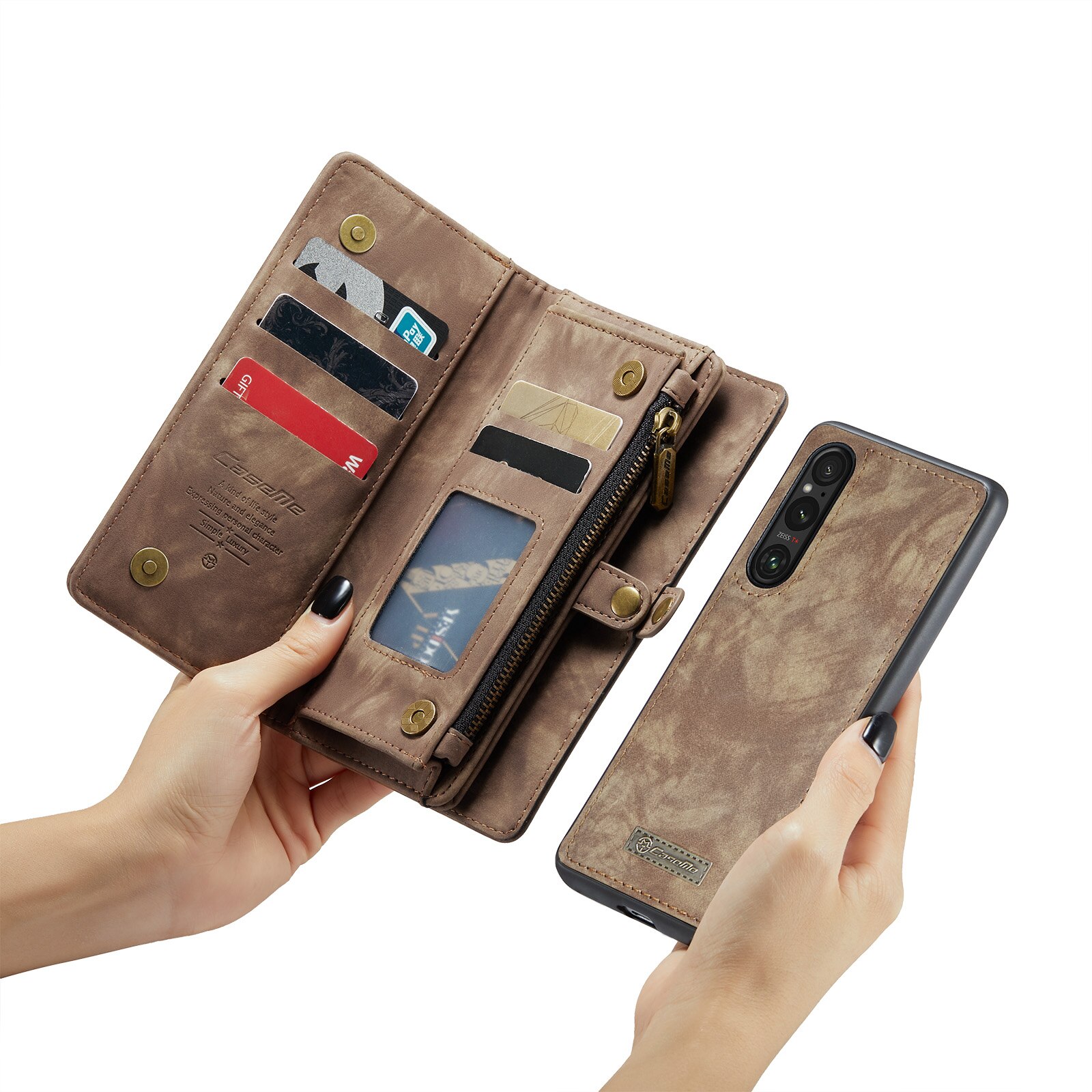 Étui portefeuille multi-cartes Sony Xperia 10 VI, Marron