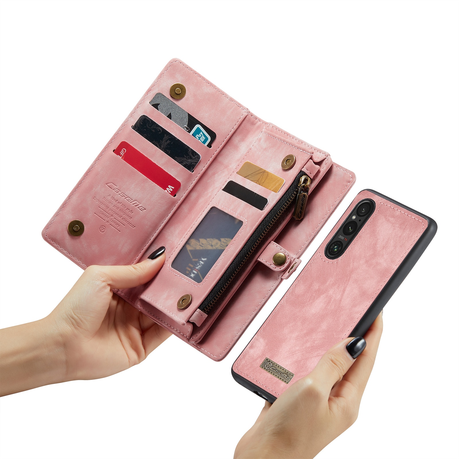 Étui portefeuille multi-cartes Sony Xperia 10 VI, rose