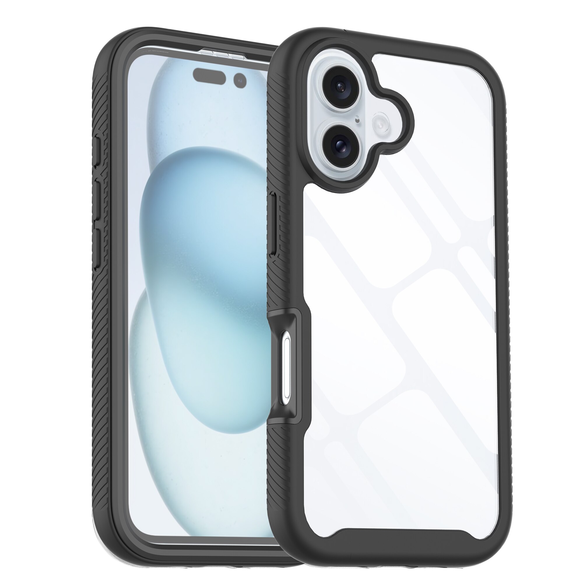 Coque Full Protection iPhone 16, Noir  / transparent