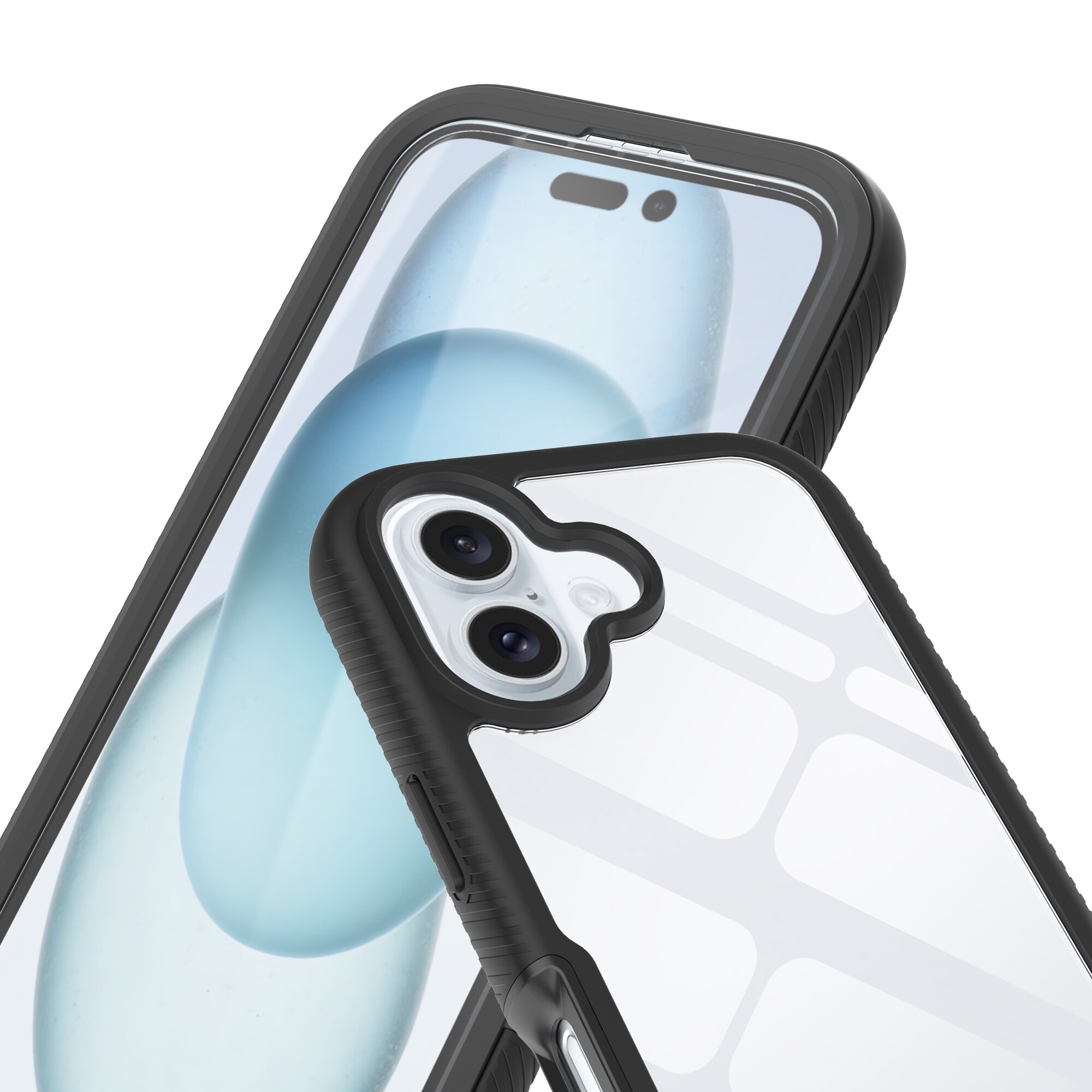 Coque Full Protection iPhone 16, Noir  / transparent
