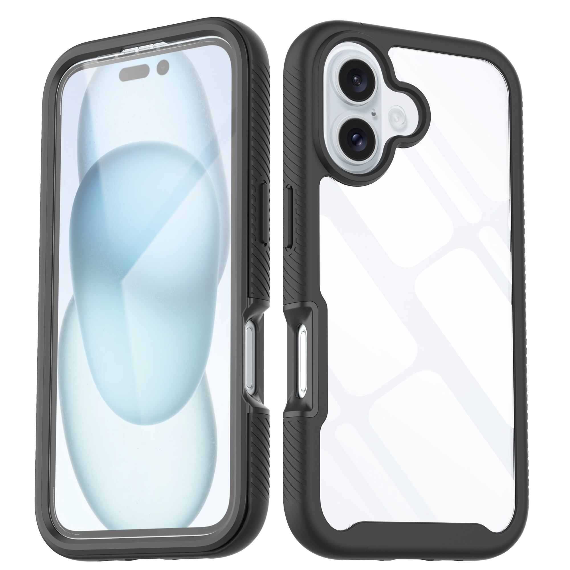 Coque Full Protection iPhone 16, Noir  / transparent