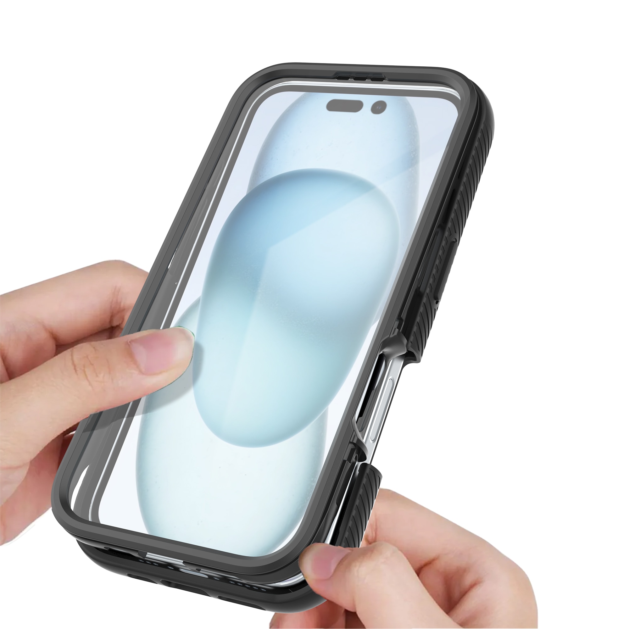 Coque Full Protection iPhone 16, Noir  / transparent
