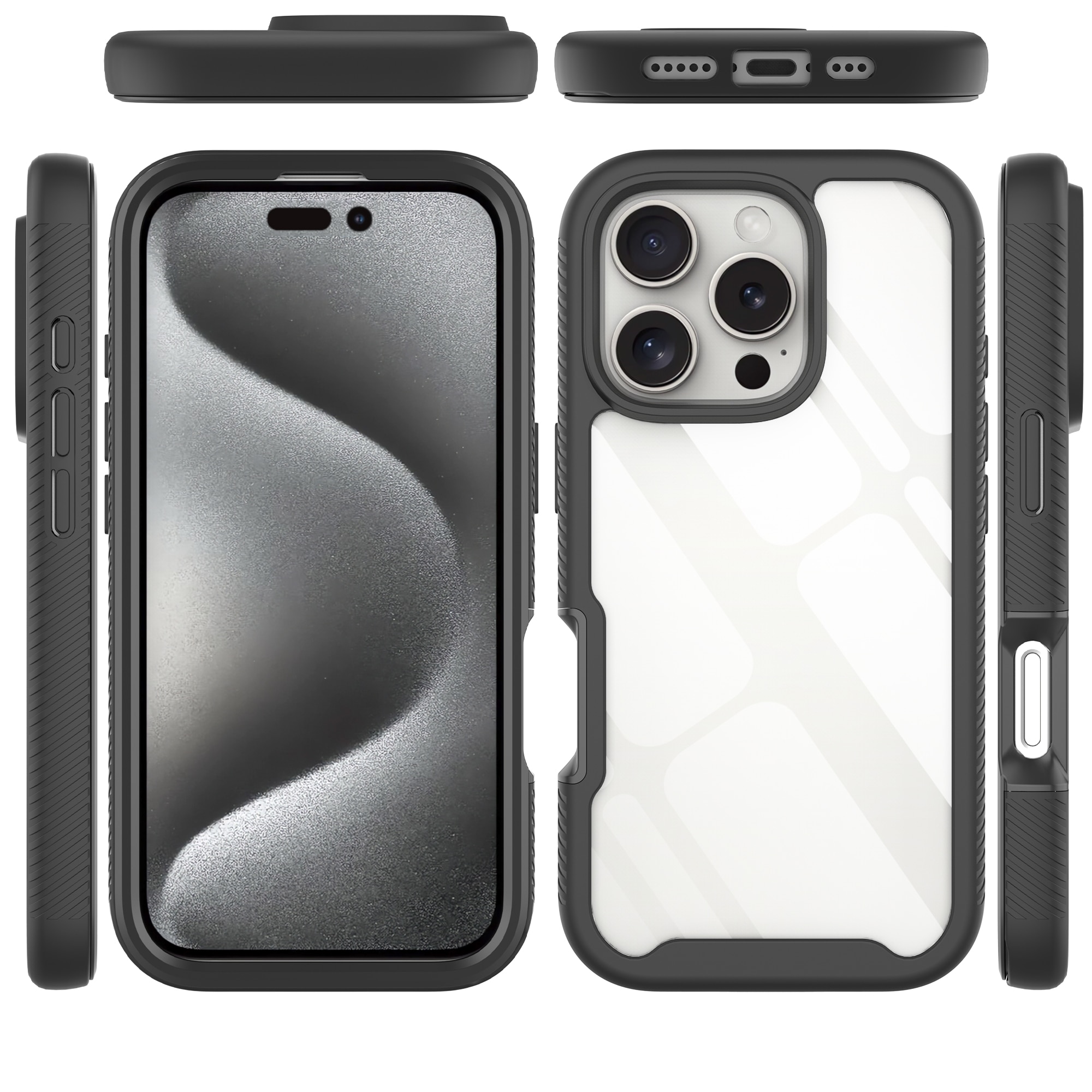 Coque Full Protection iPhone 16 Pro Max, Noir  / transparent