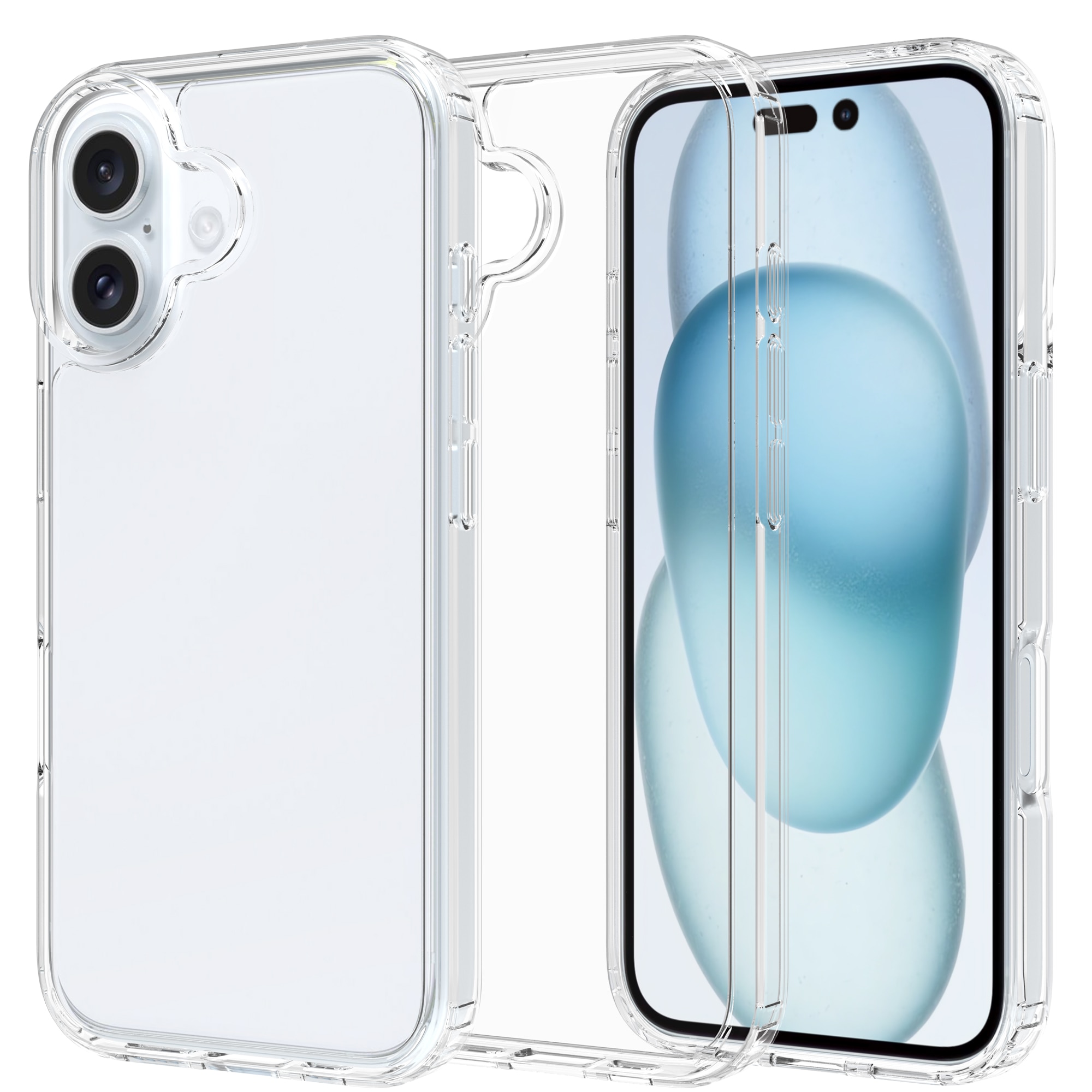 Coque hybride pour iPhone 16 Plus, Transparent