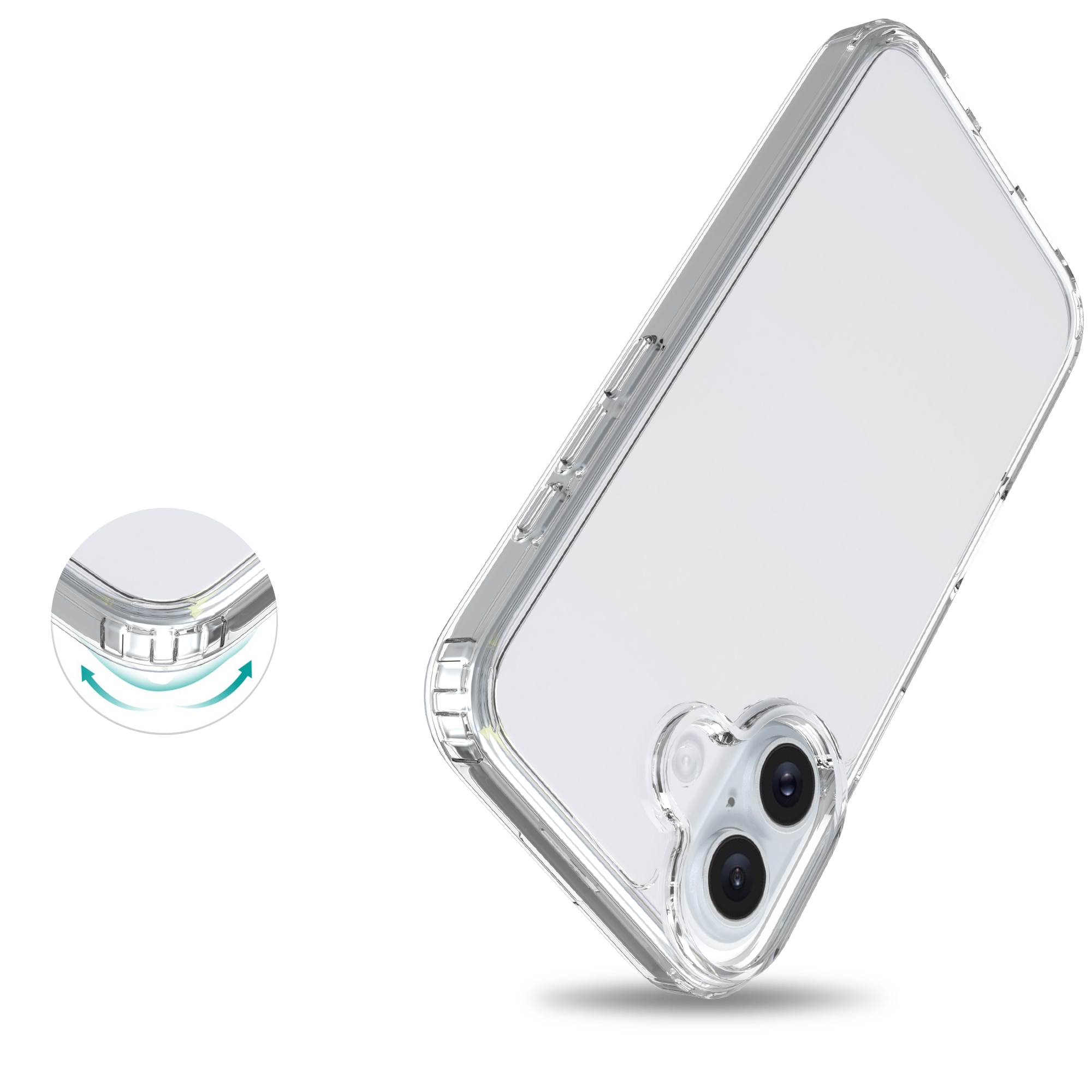 Coque hybride pour iPhone 16 Plus, Transparent