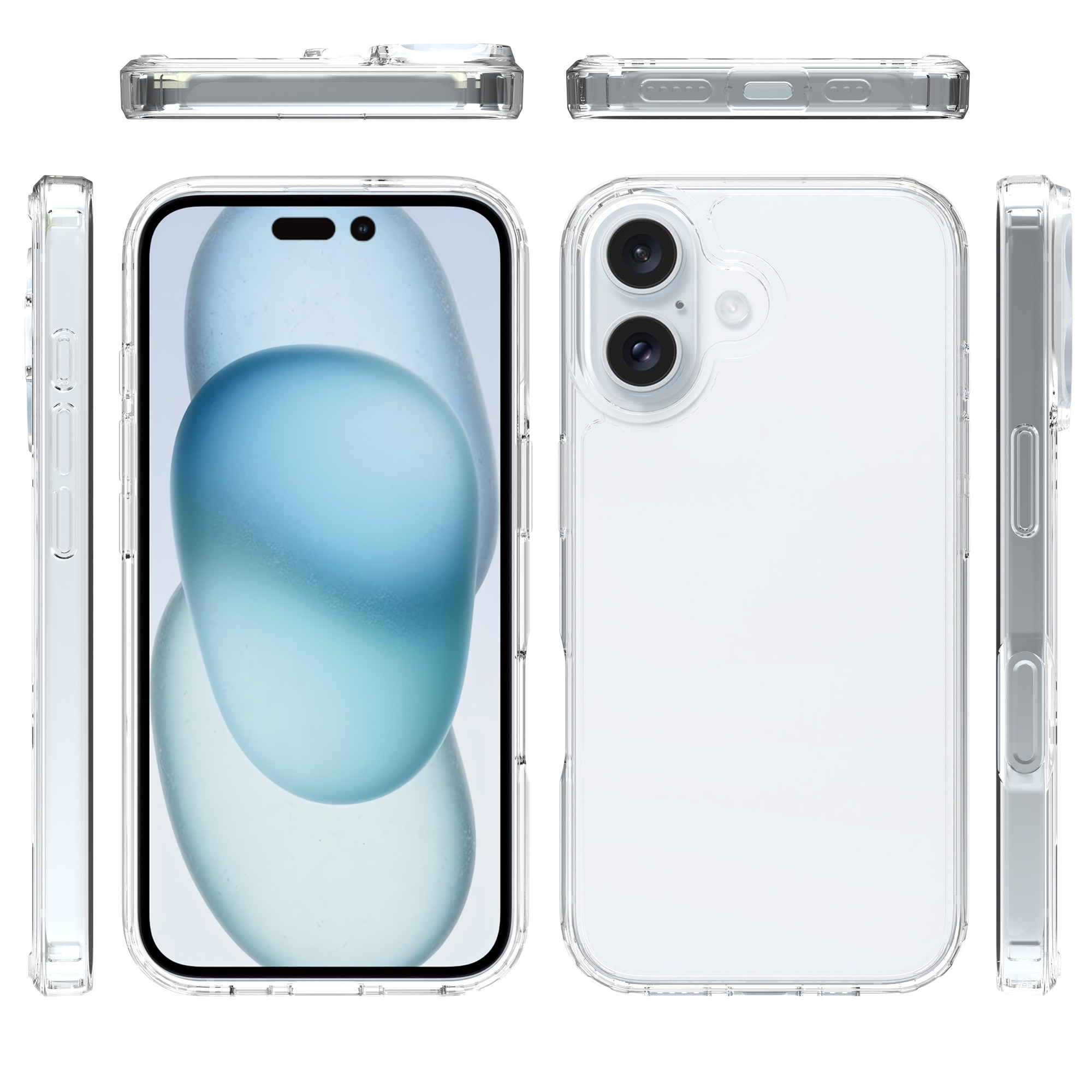 Coque hybride pour iPhone 16 Plus, Transparent