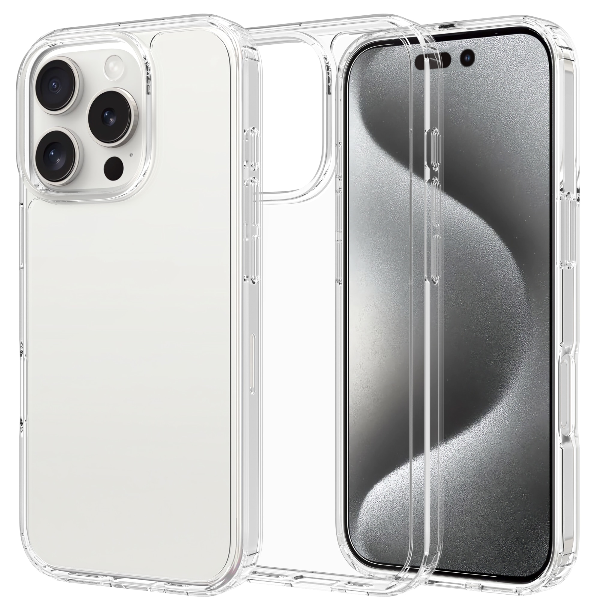 Coque hybride pour iPhone 16 Pro Max, Transparent