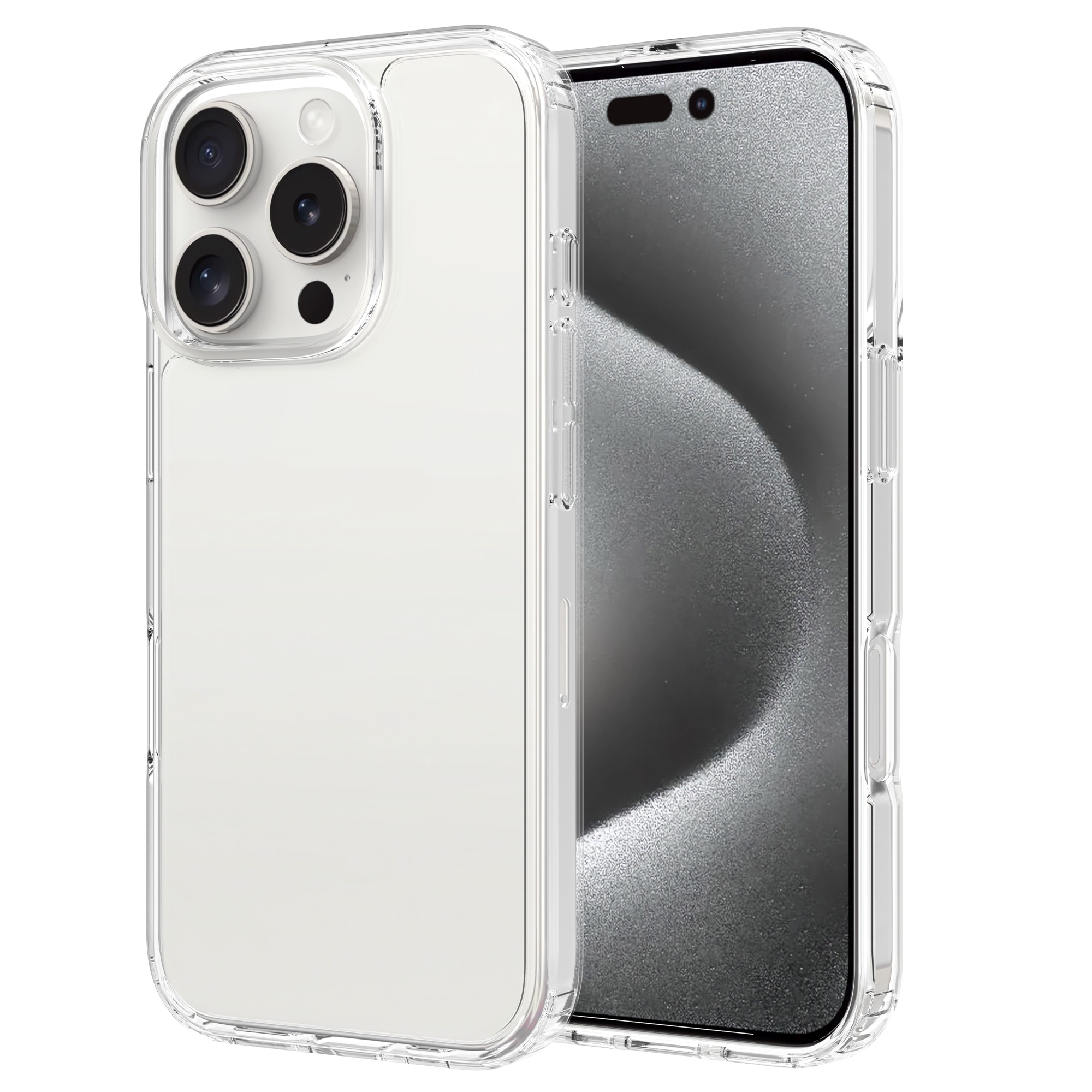 Coque hybride pour iPhone 16 Pro Max, Transparent