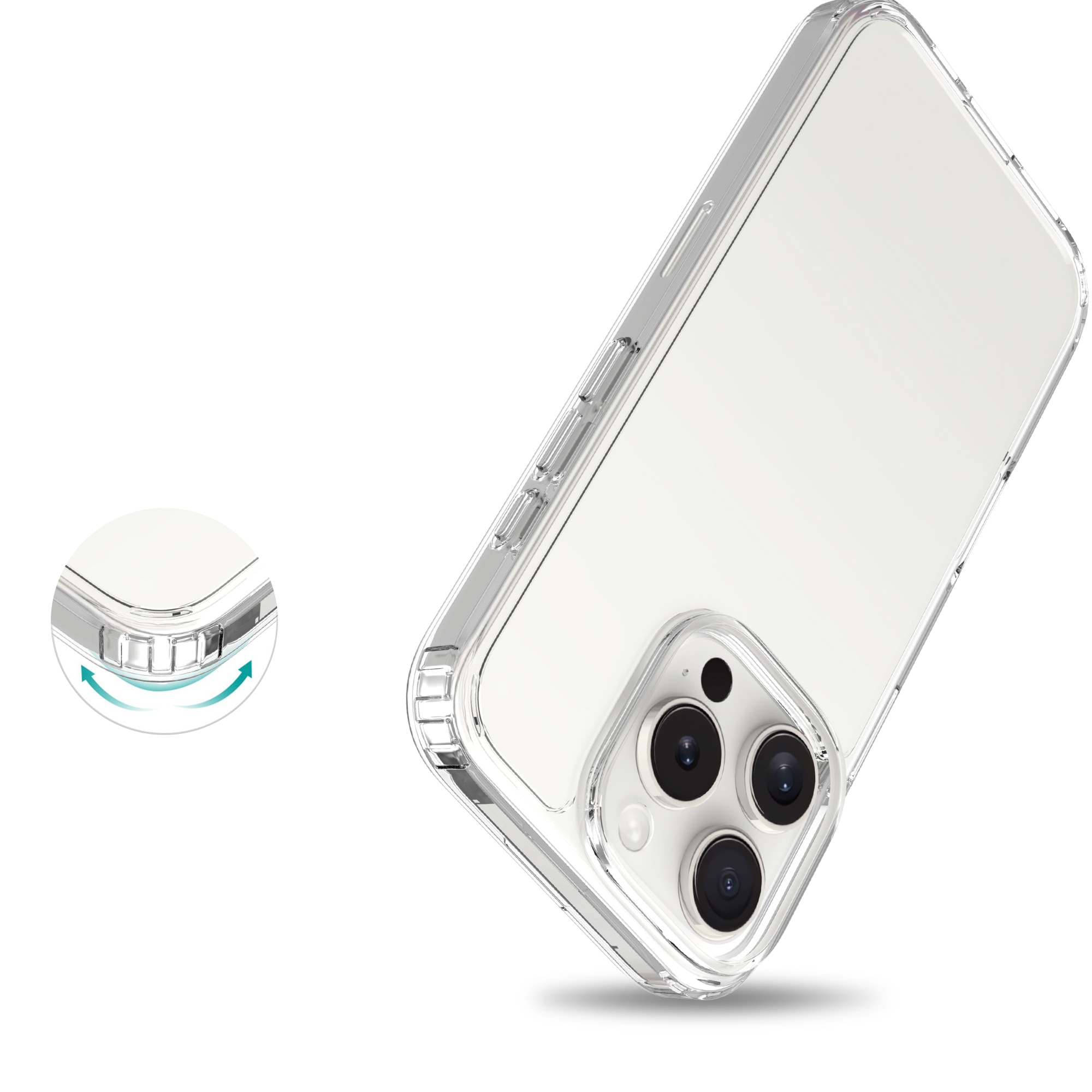 Coque hybride pour iPhone 16 Pro Max, Transparent