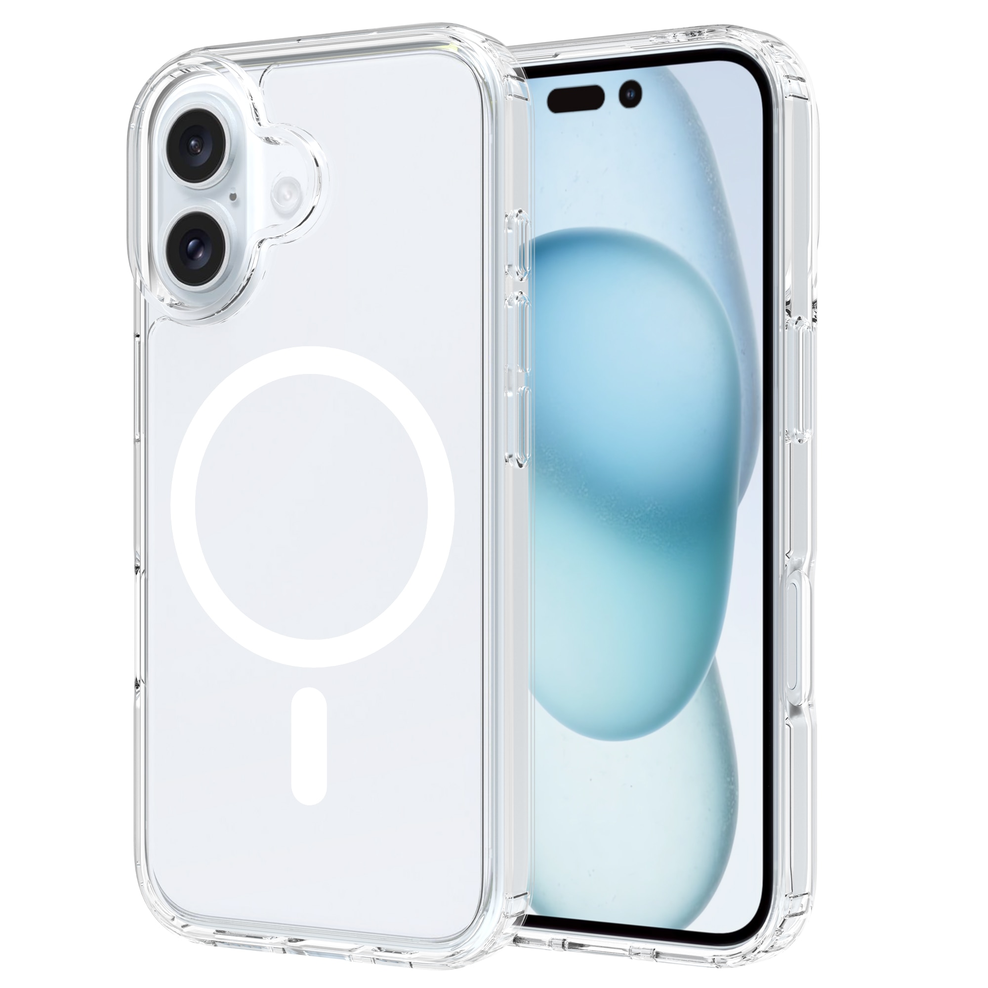 Coque hybride MagSafe iPhone 16, transparent