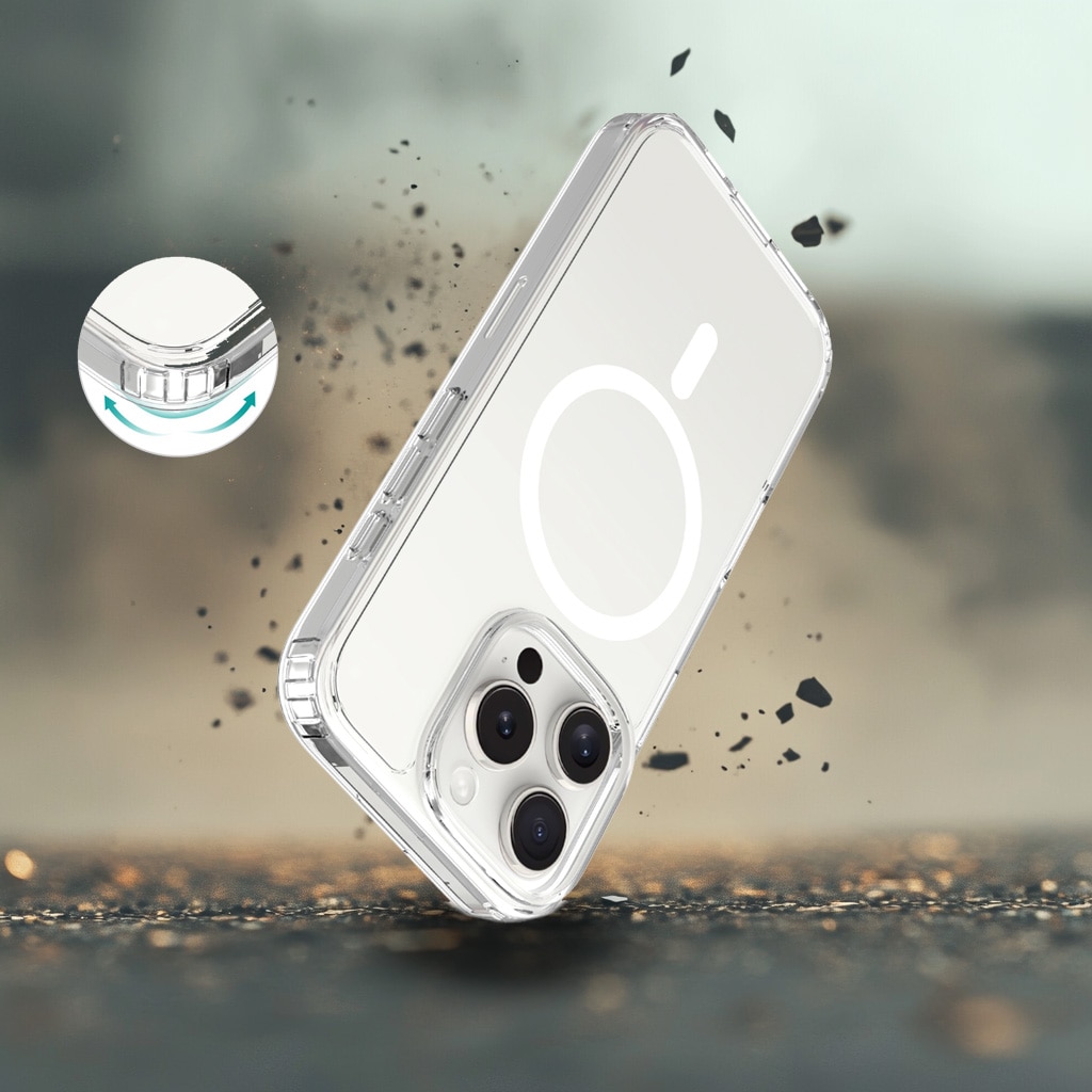 Coque hybride MagSafe iPhone 16 Pro, transparent