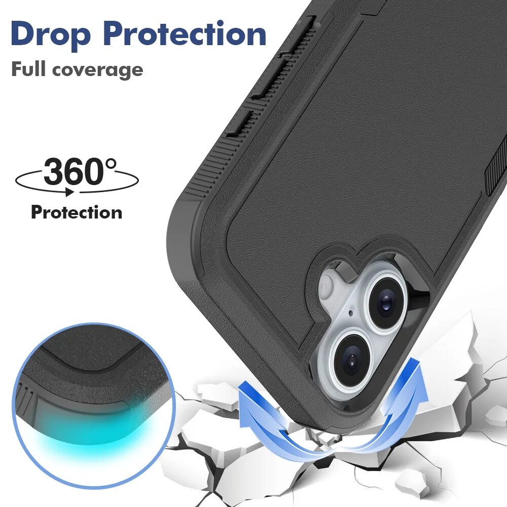 Coque hybride Off-road iPhone 16, noir