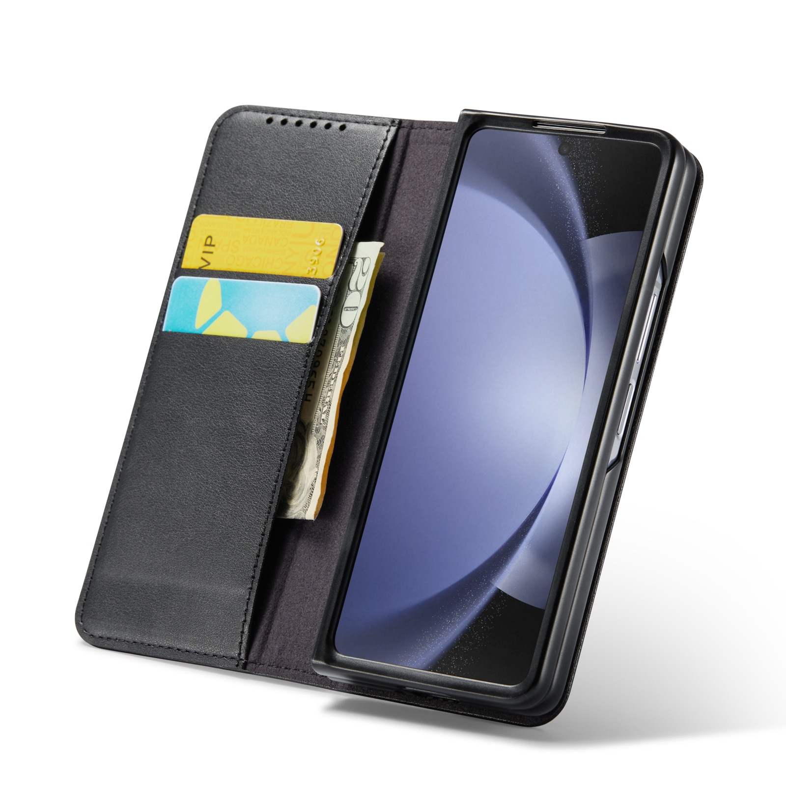 Étui en cuir veritable Samsung Galaxy Z Fold 6, noir
