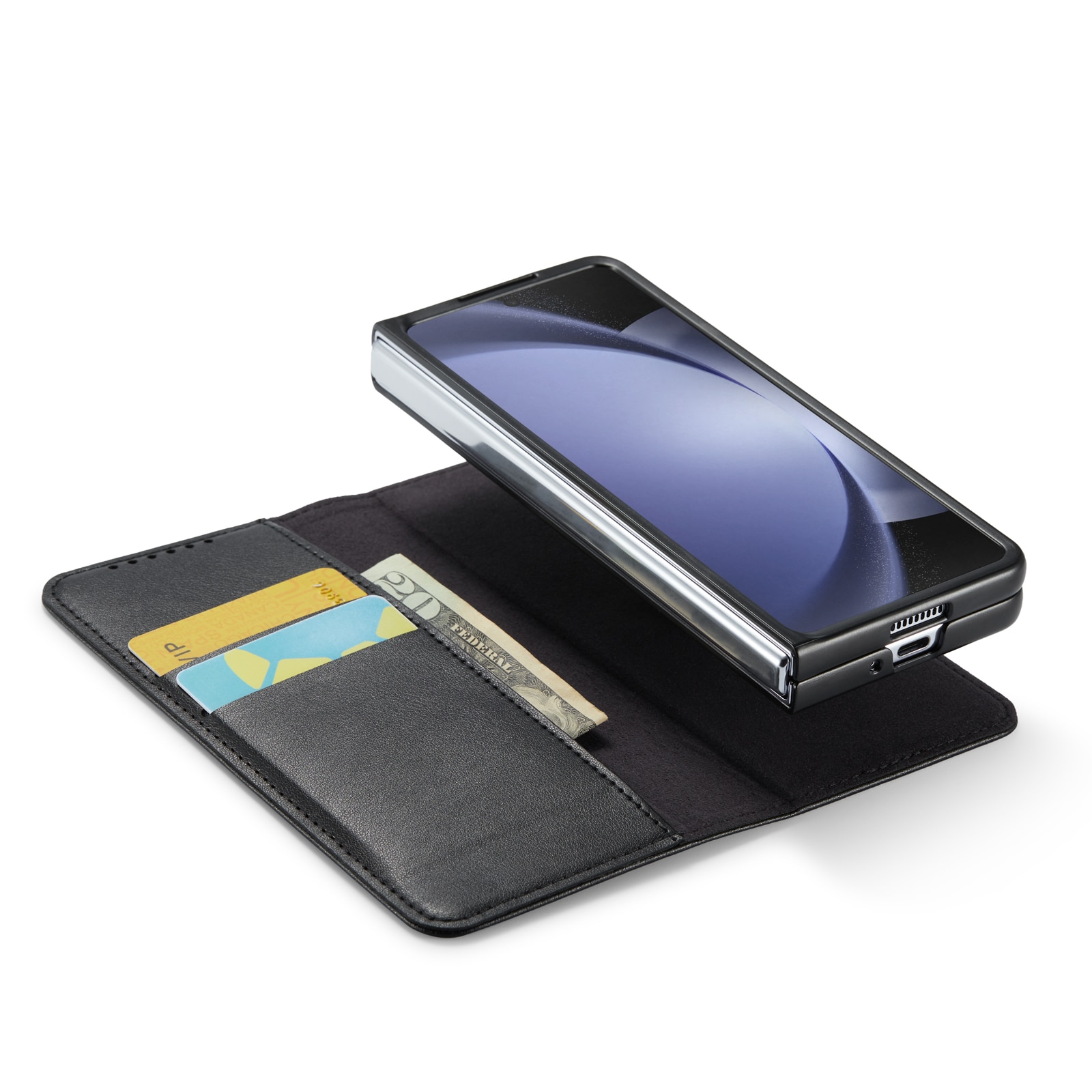 Étui en cuir veritable Samsung Galaxy Z Fold 6, noir