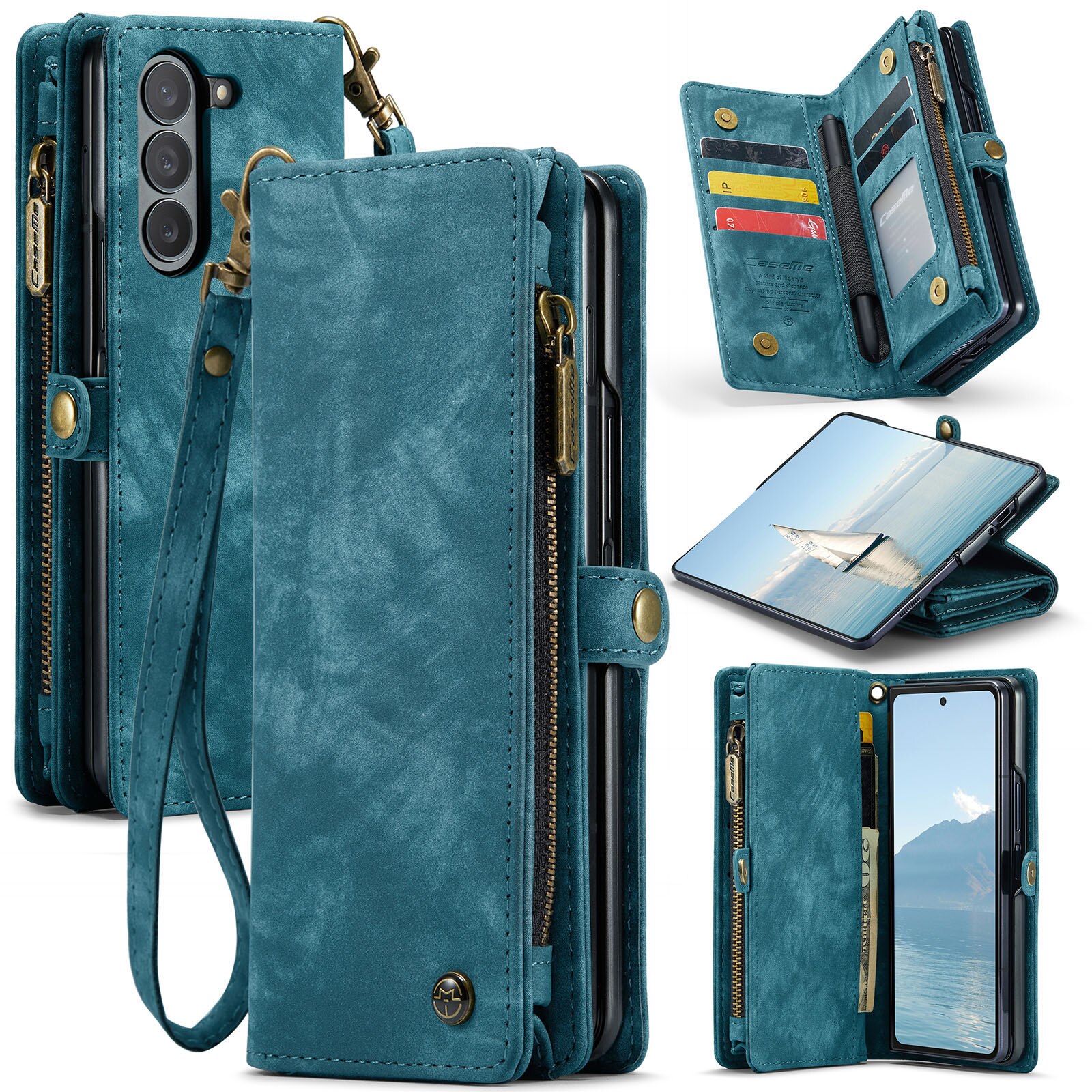 Étui portefeuille multi-cartes Samsung Galaxy Z Fold 6, Bleu