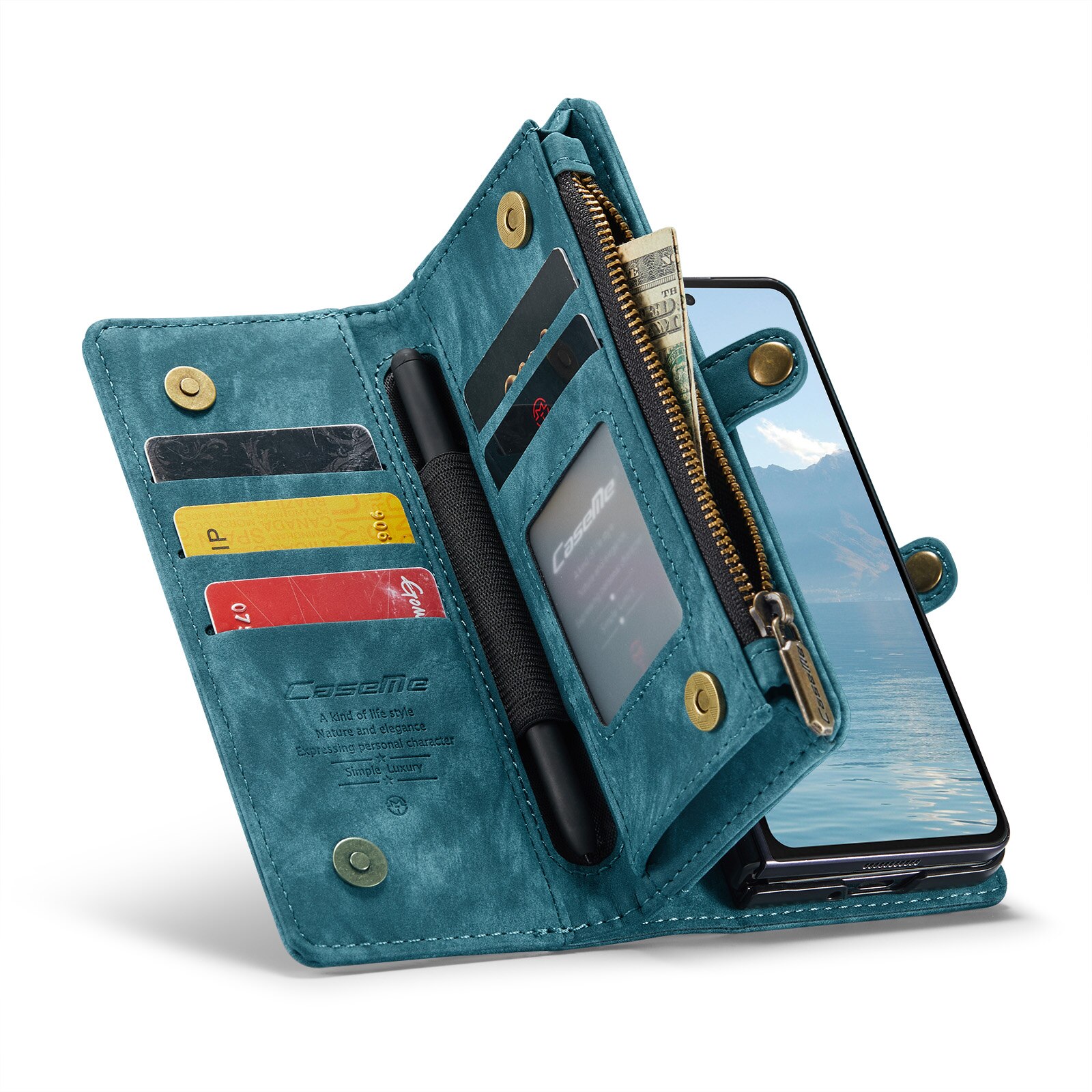 Étui portefeuille multi-cartes Samsung Galaxy Z Fold 6, Bleu