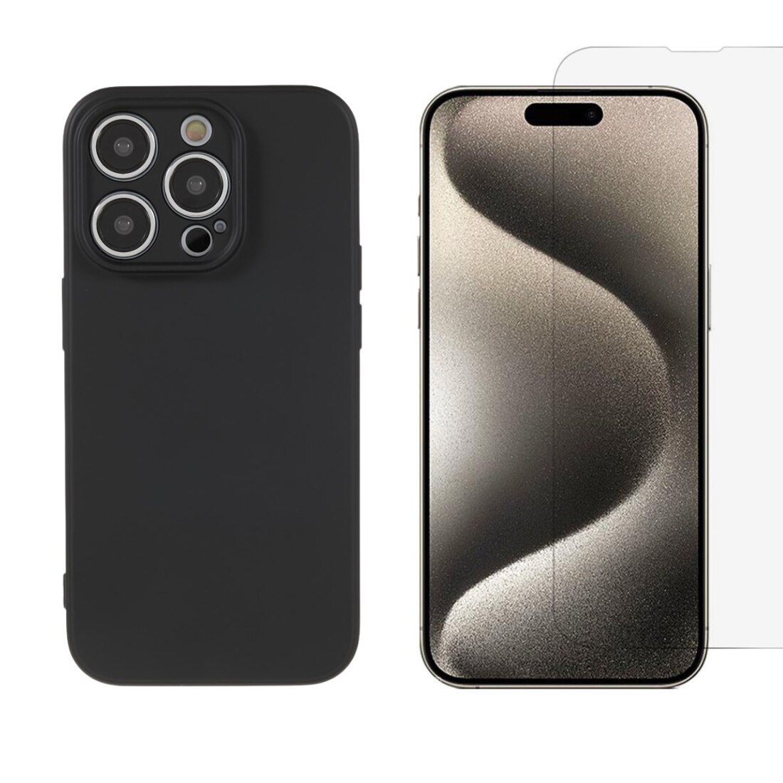 Kit pour iPhone 15 Pro : Coque TPU et protecteur d’écran