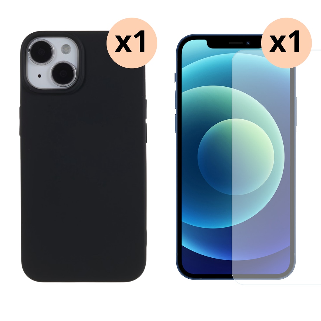 Kit pour iPhone 14 : Coque TPU et protecteur d’écran