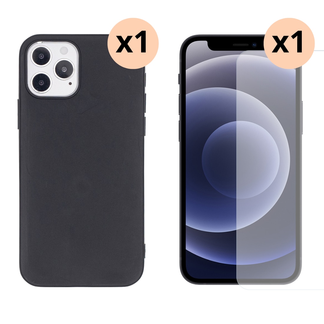 Kit pour iPhone 12/12 Pro : Coque TPU et protecteur d’écran