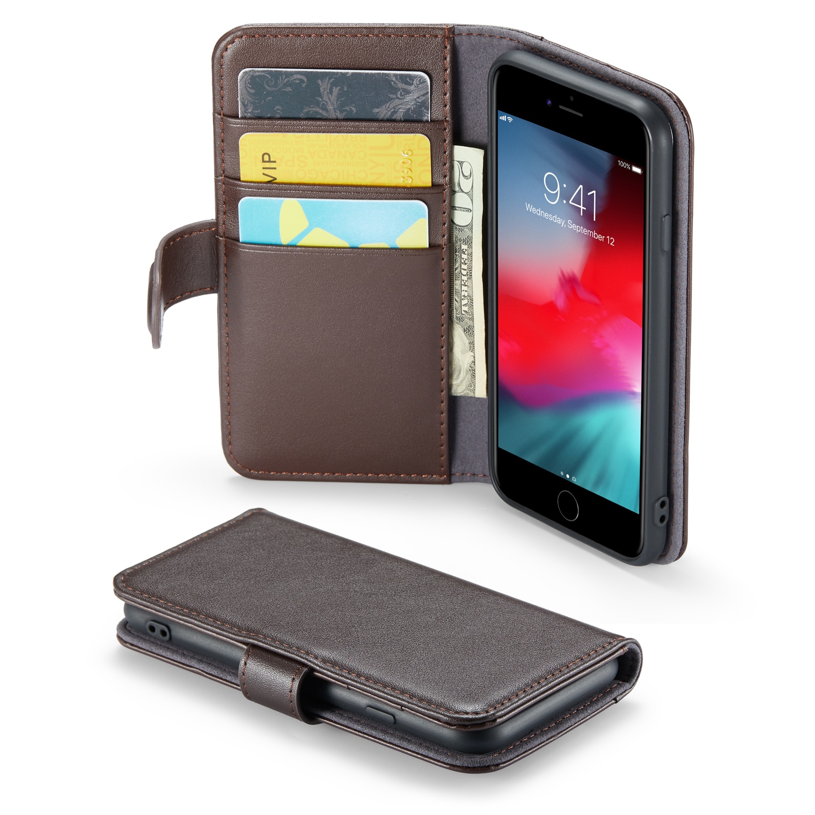 Étui en cuir veritable iPhone 7, Marron