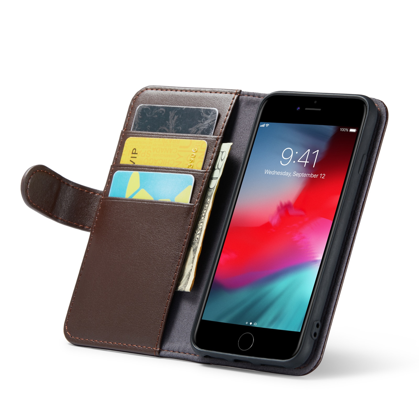 Étui en cuir veritable iPhone 7, Marron