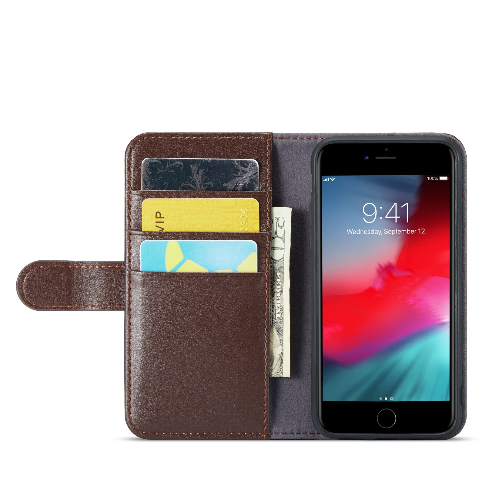 Étui en cuir veritable iPhone 7, Marron
