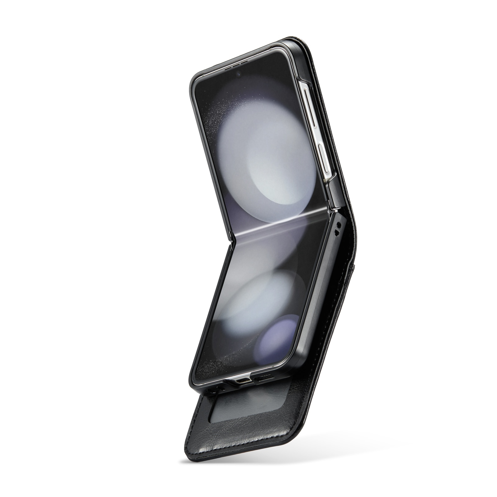 Étui en cuir veritable Samsung Galaxy Z Flip 5, noir
